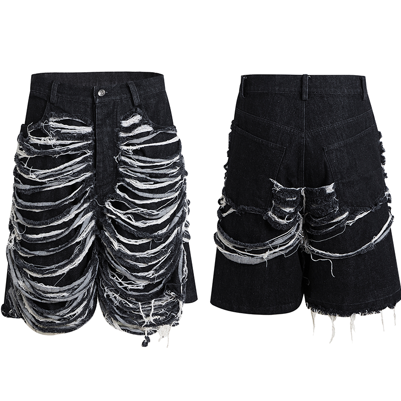 Heavy Washed Cut Denim Half Jeans