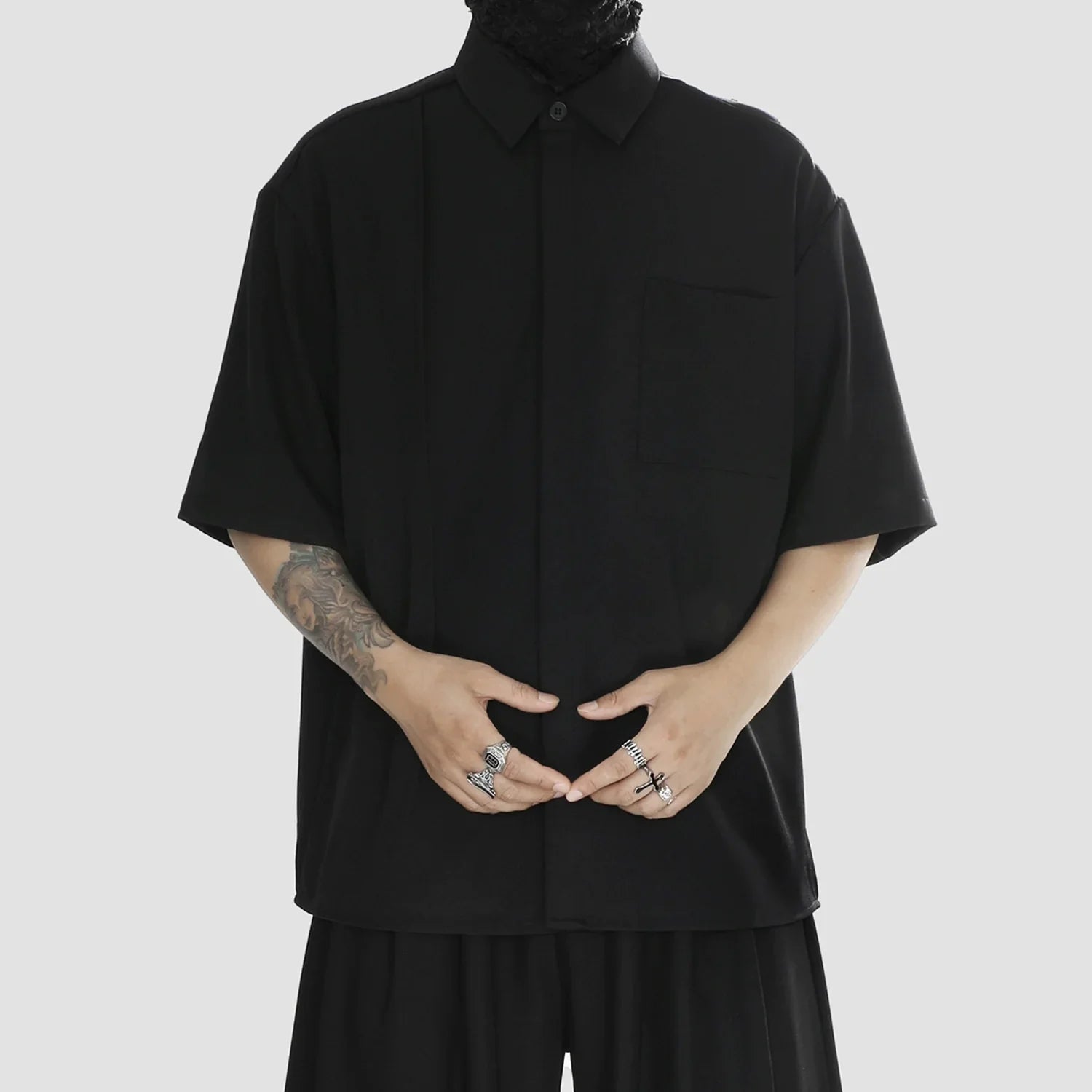 Plain Design Oversize Short Sleeve Shirt