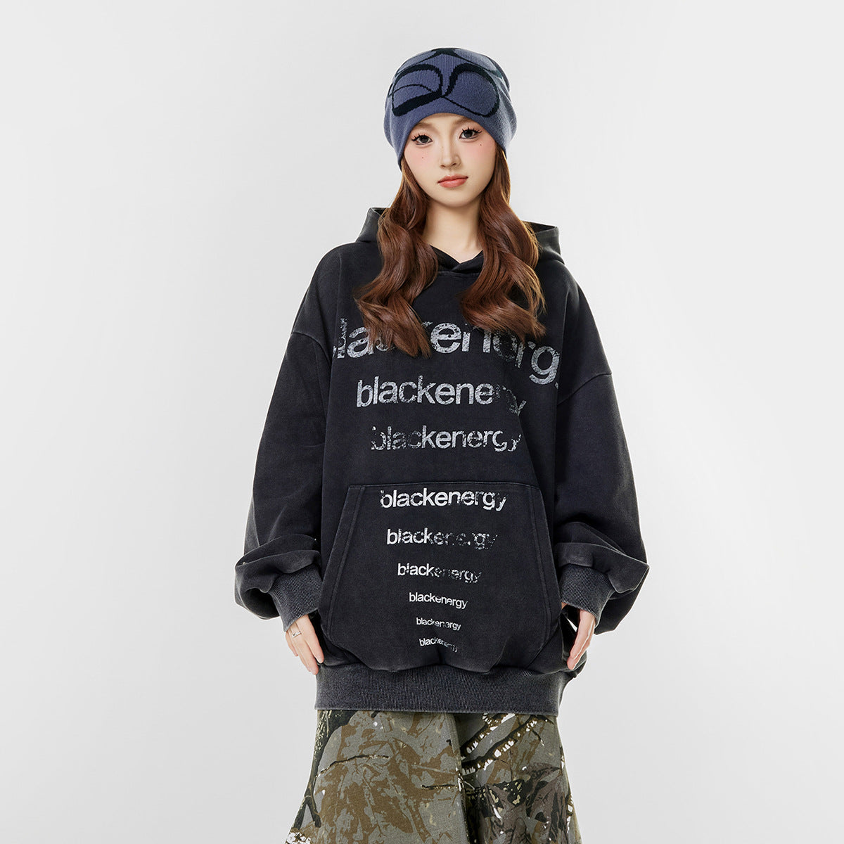 Washed Letter Print Hoodie