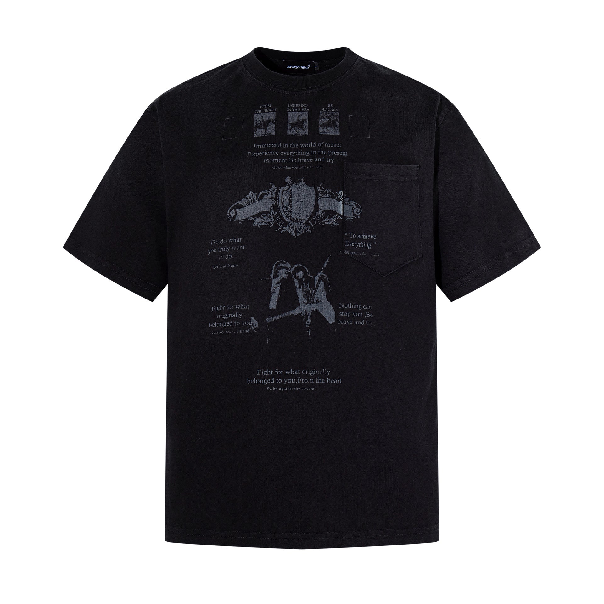 Graphic Print Pocket Design Short Sleeve T-Shirt