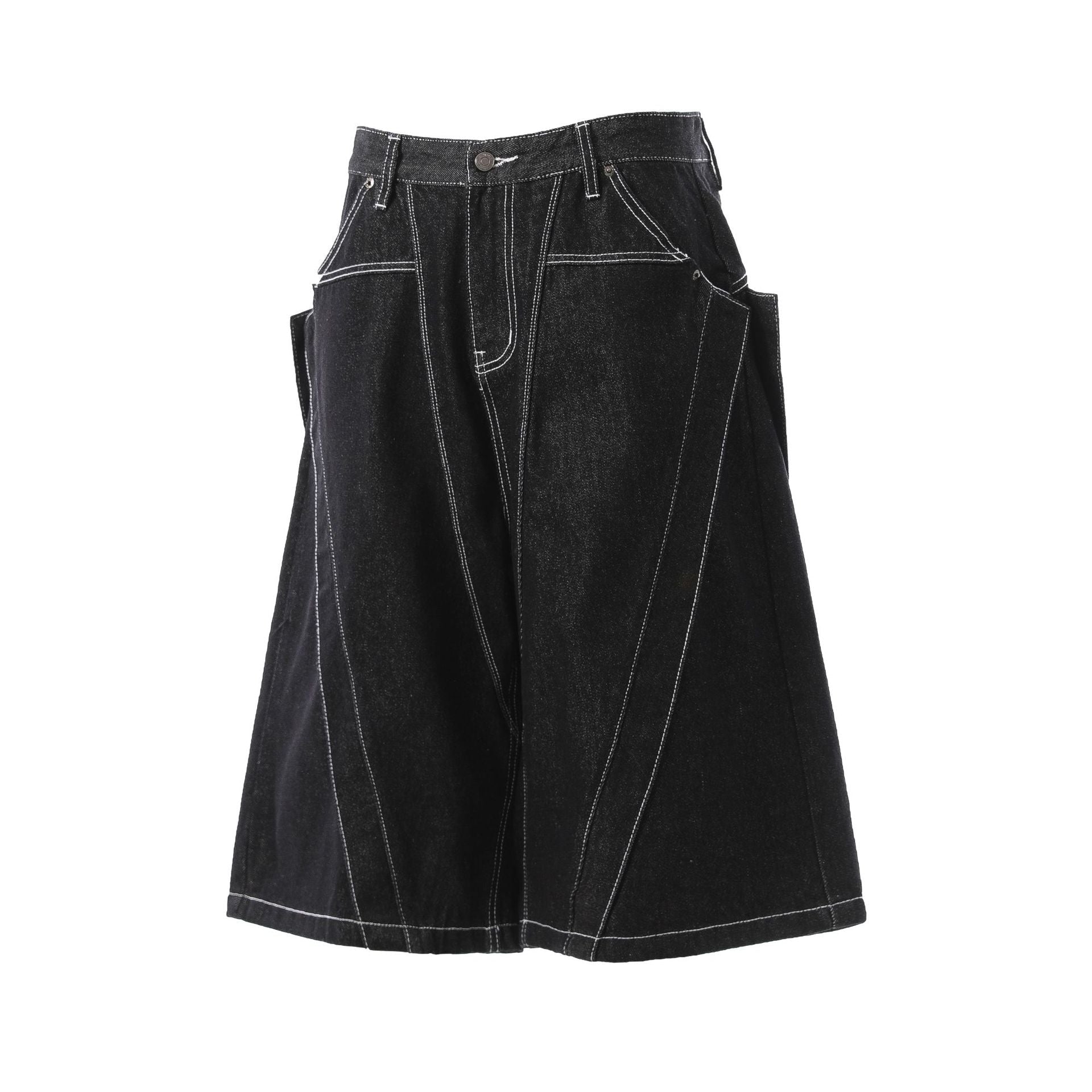 Raw Denim Deconstruction Wide Leg Jort