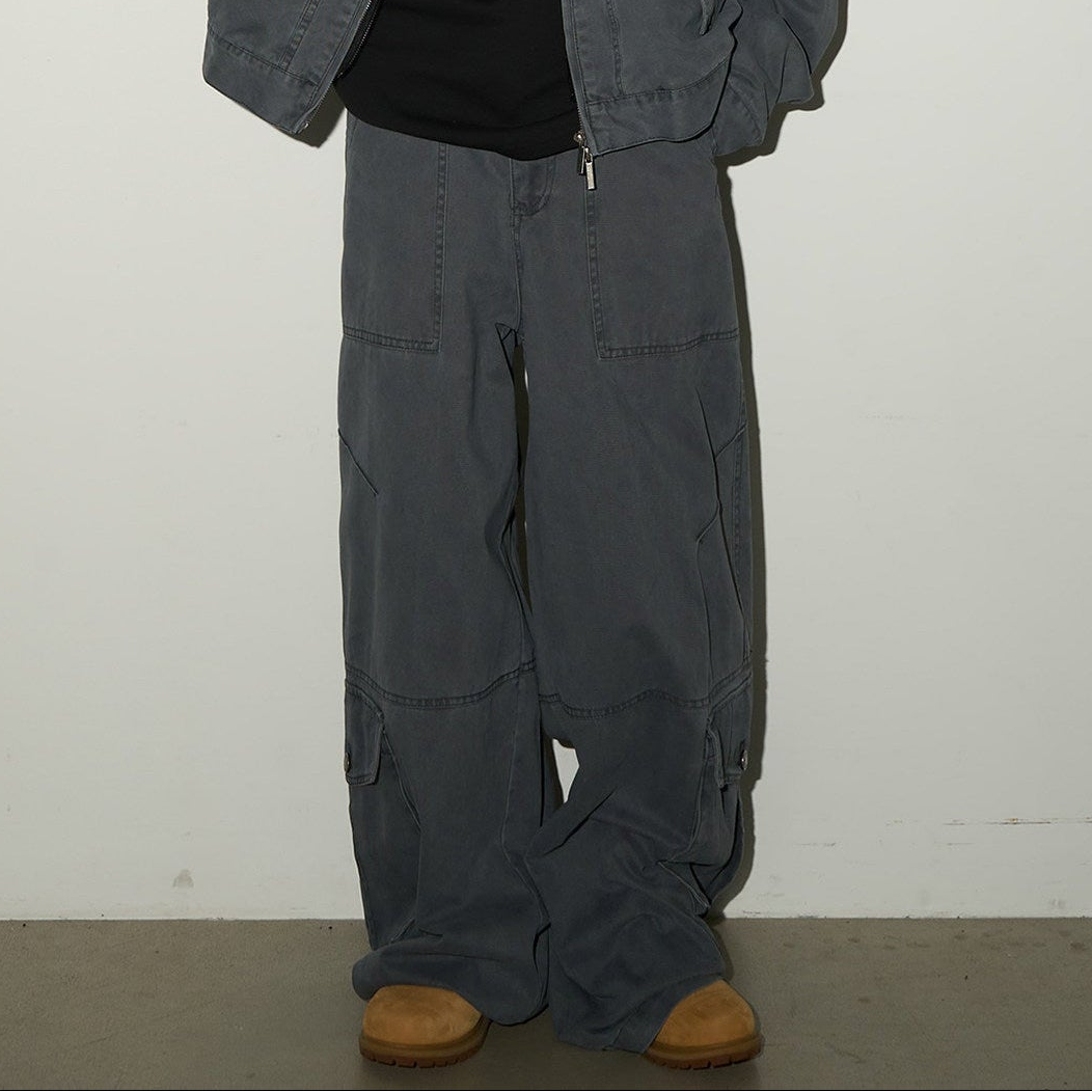 Fake Layered Hooded Jacket & Multi Pocket Cargo Pants Setup