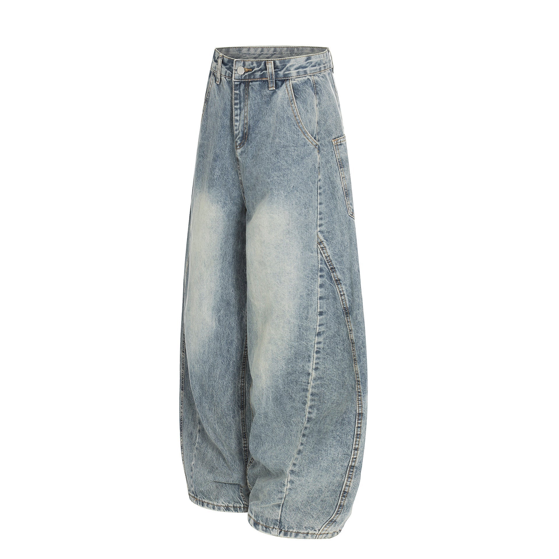 Washed Wide Leg Denim Jeans