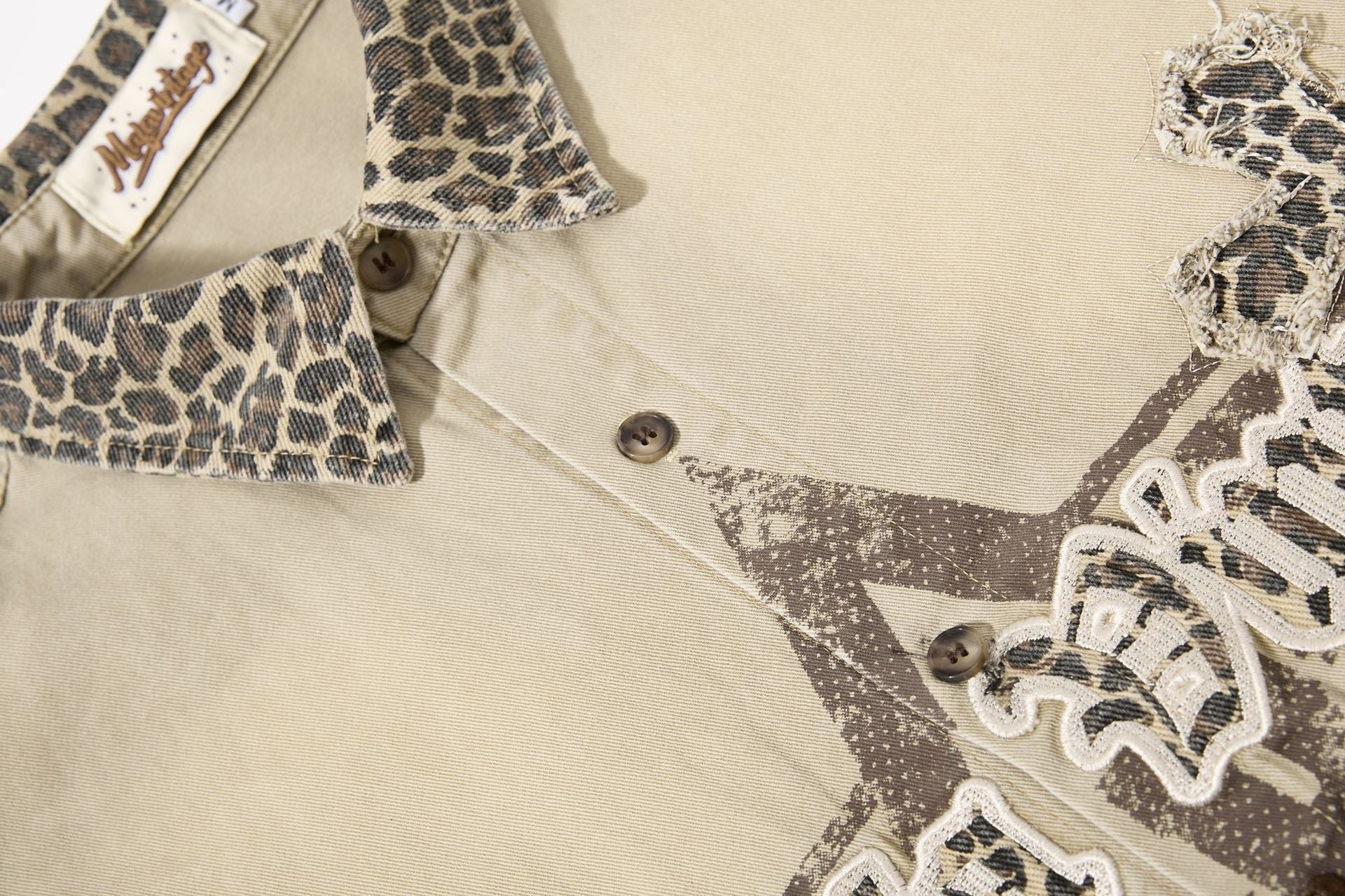 Leopard Print Cross Graphic Short Sleeve Shirt