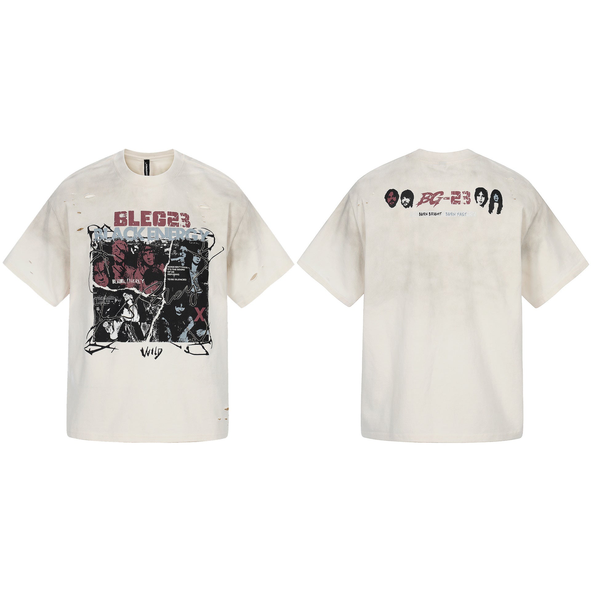 Graphic Print Dirty Dye Damage Short Sleeve T-Shirt