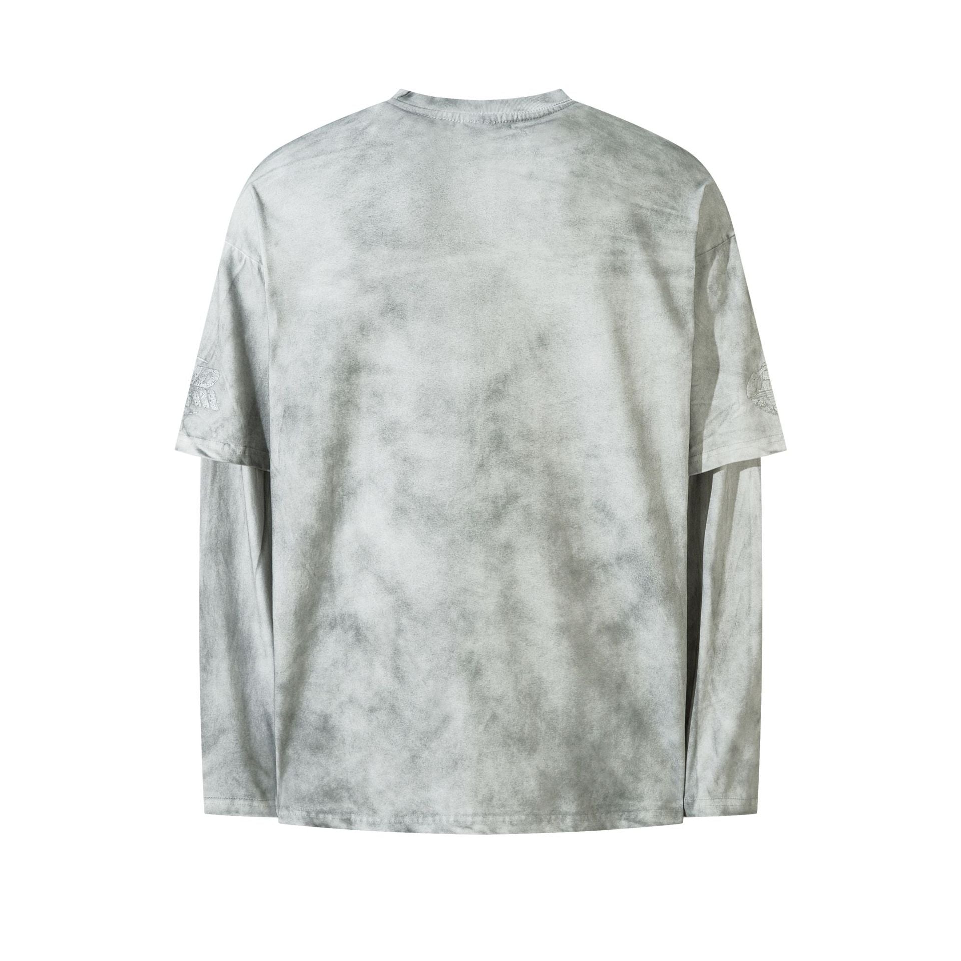 Fake Layered Dirty Dye Print Long Sleeve T-Shirt