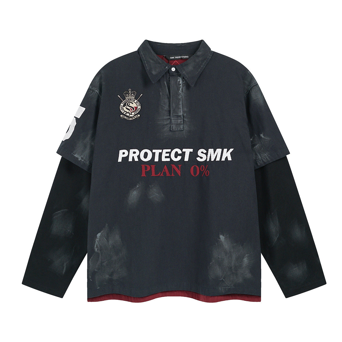 Dirty Washed Fake Layered Long Sleeve T-Shirt