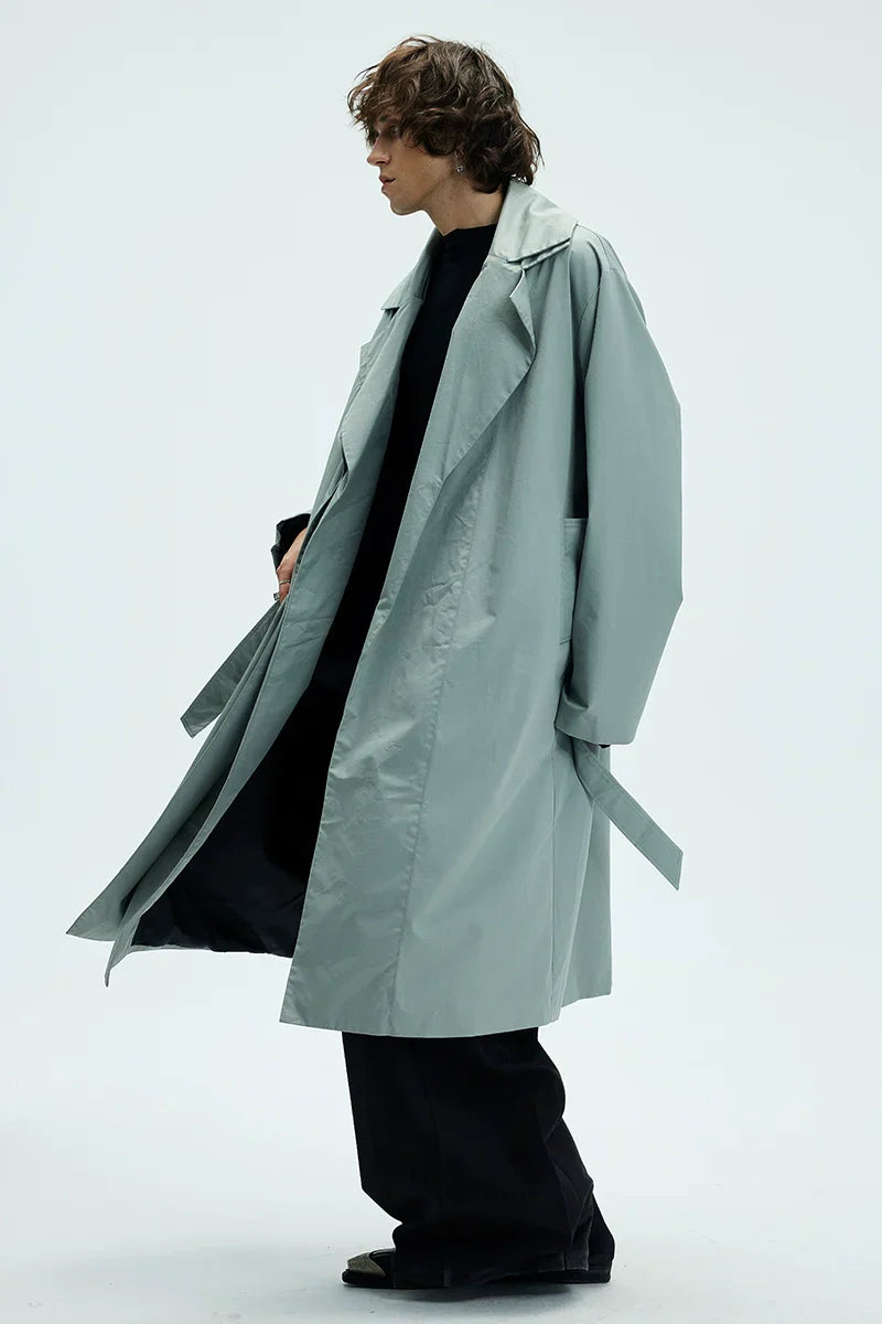 Double Neckline A-line Long Coat