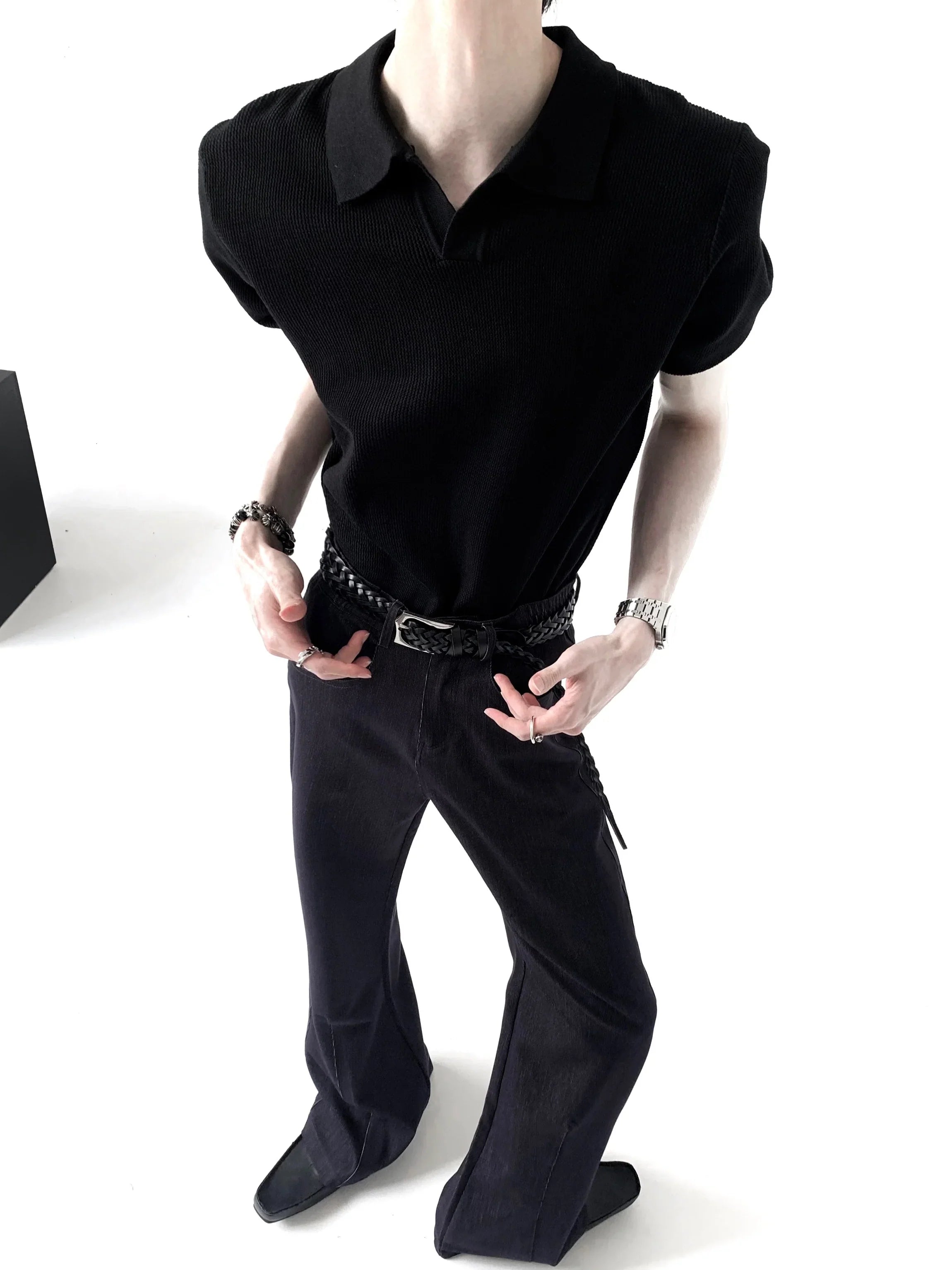 Polo in maglia a maniche corte con colletto semplice