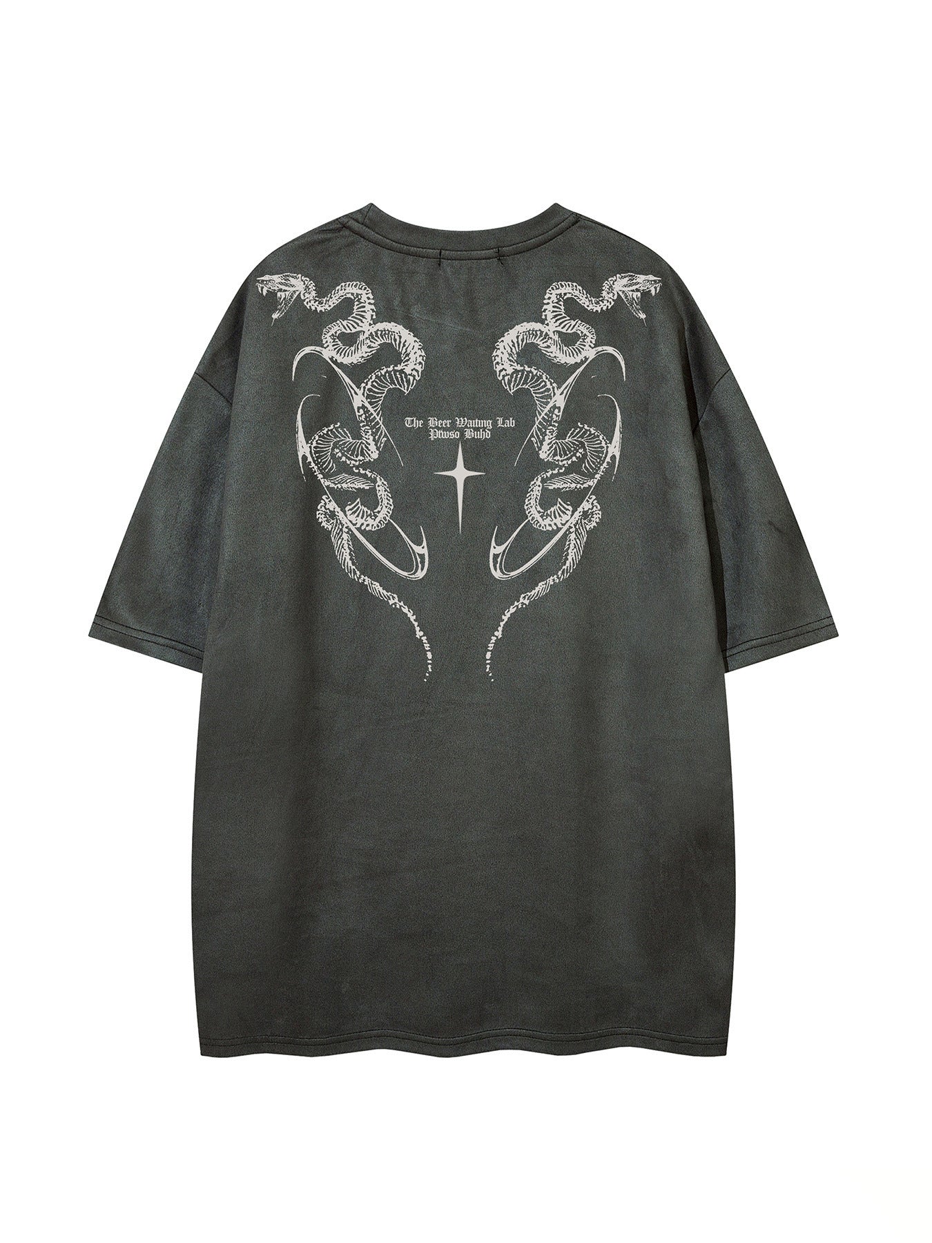 Python Print Suede Letter Print Short Sleeve T-Shirt