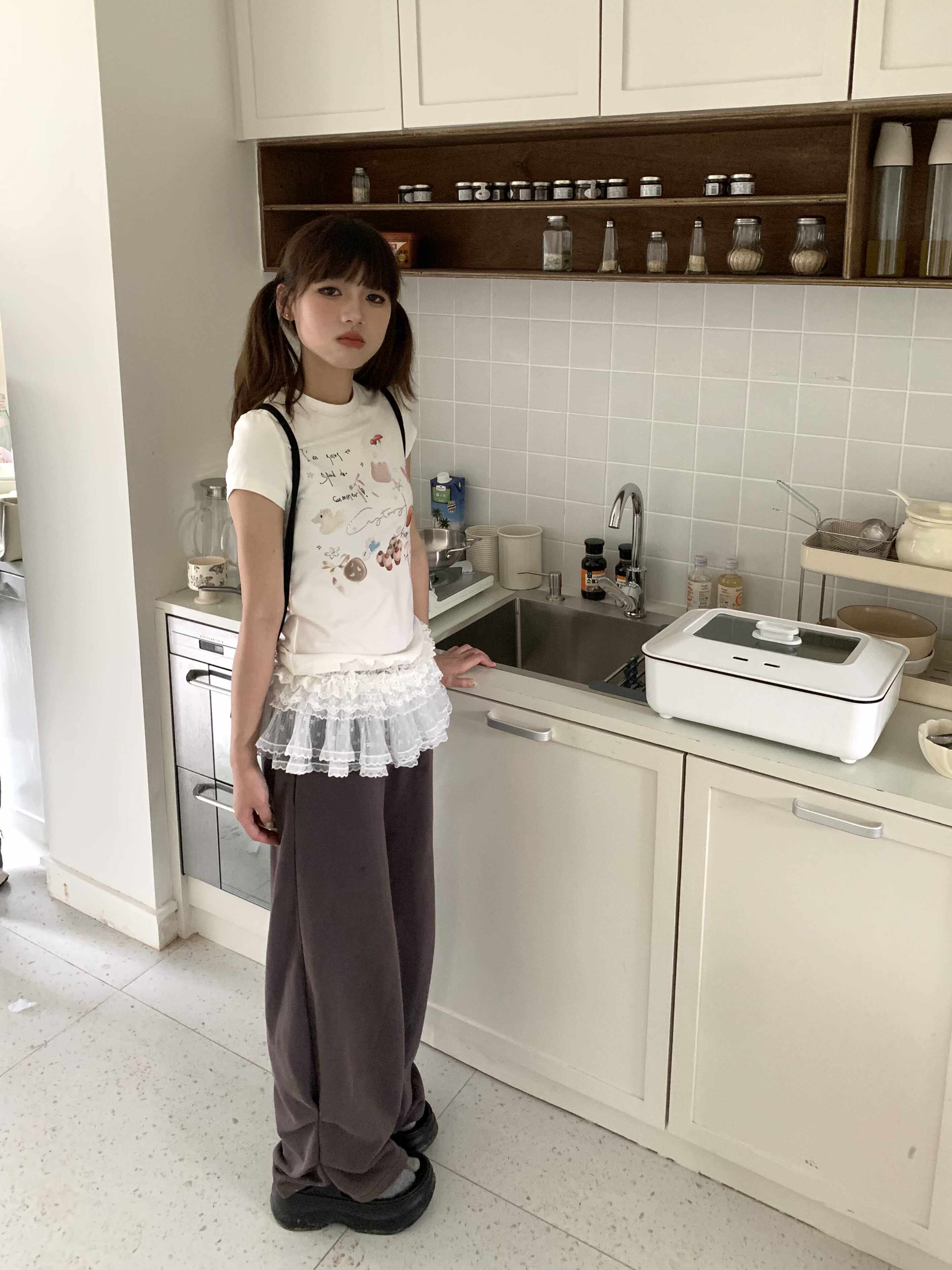 Rhinestone Drawstring Wide Leg Sweatpants