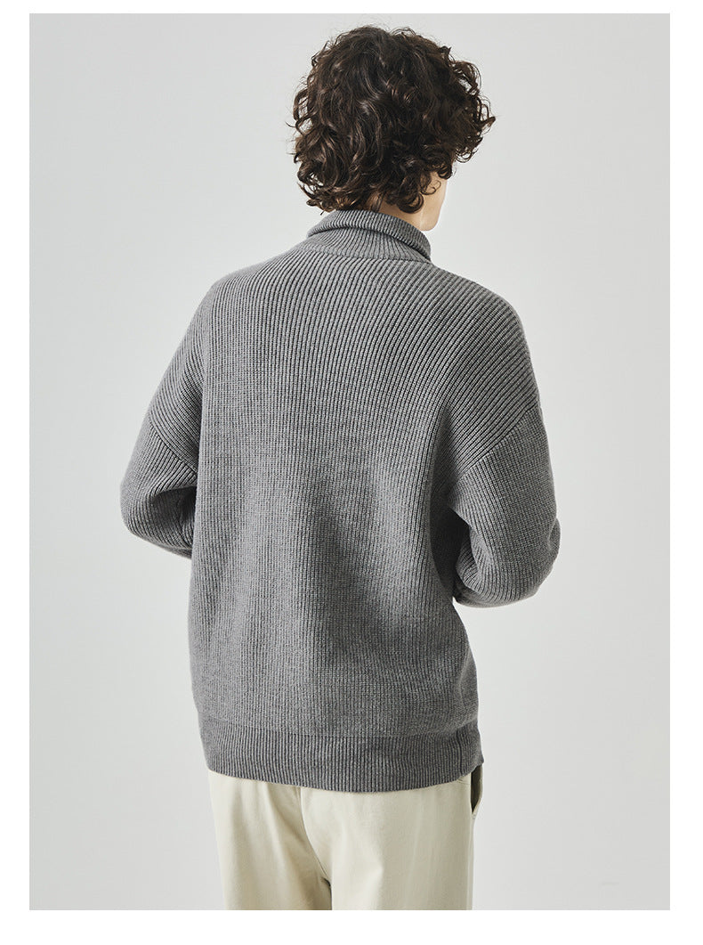 Half Zipper Long Sleeve Knitted Sweater