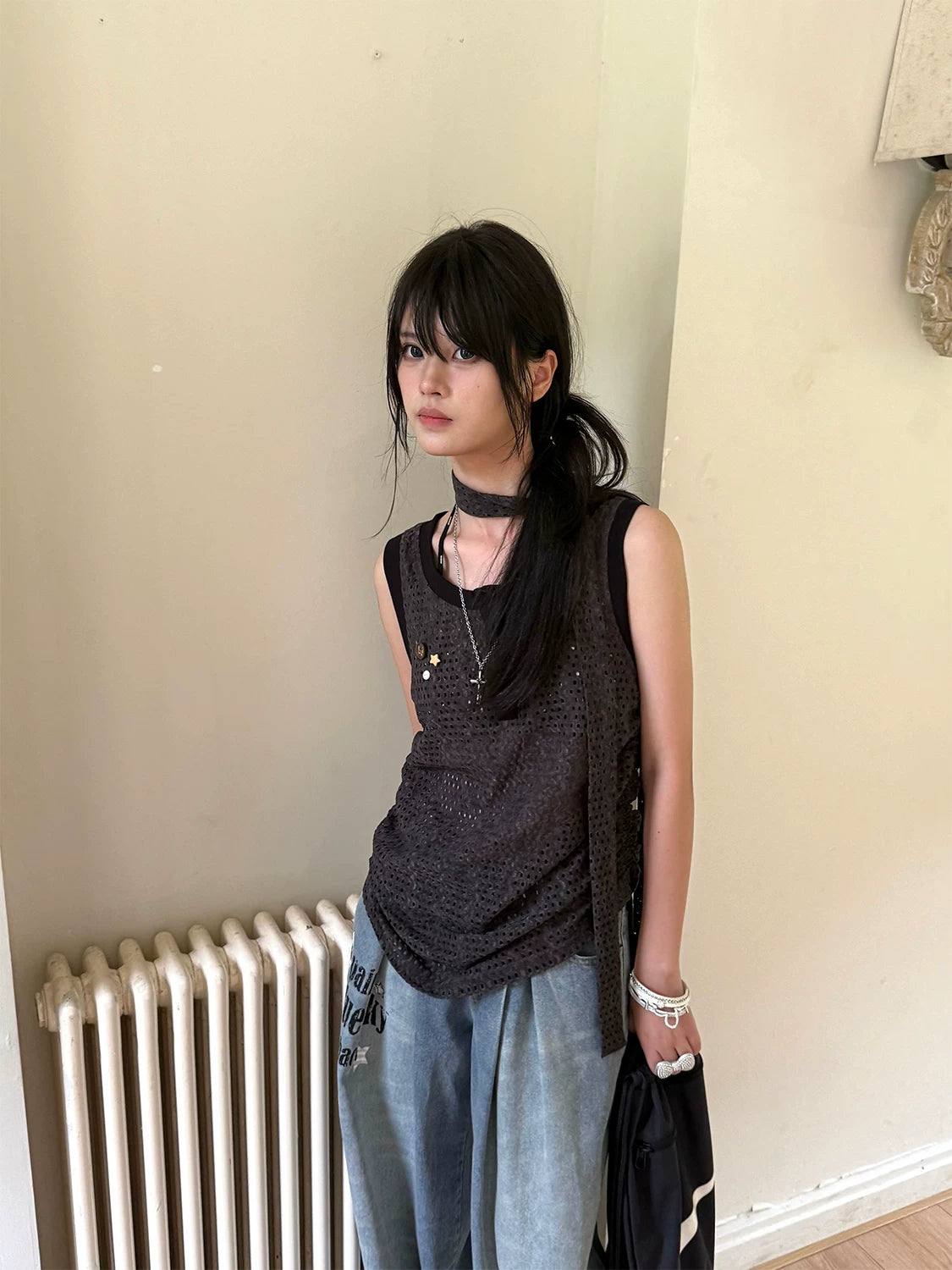 Strap Detail Oversize Tank Top