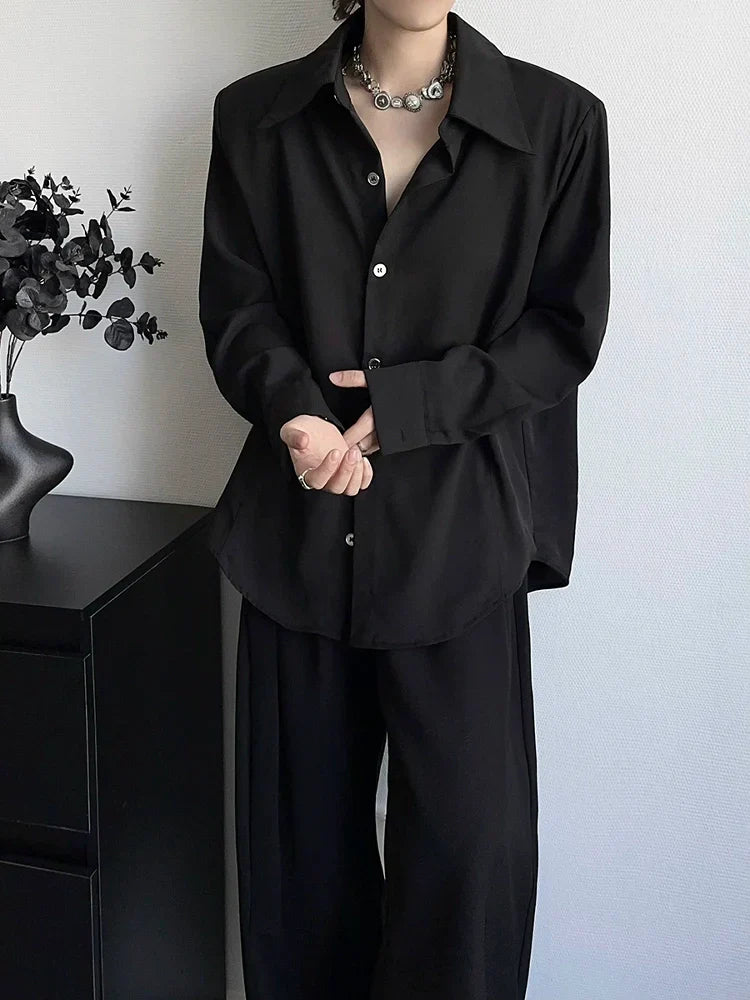 Shoulder-Pad Oversize Long Sleeve Shirt