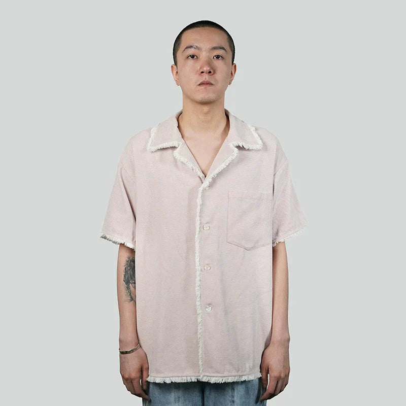 Graphic Print Fringe Design Short Sleeve Shirt