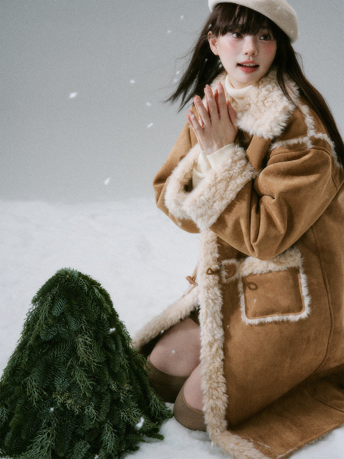 Cream Oak College Vintage Fur Horn Button Coat