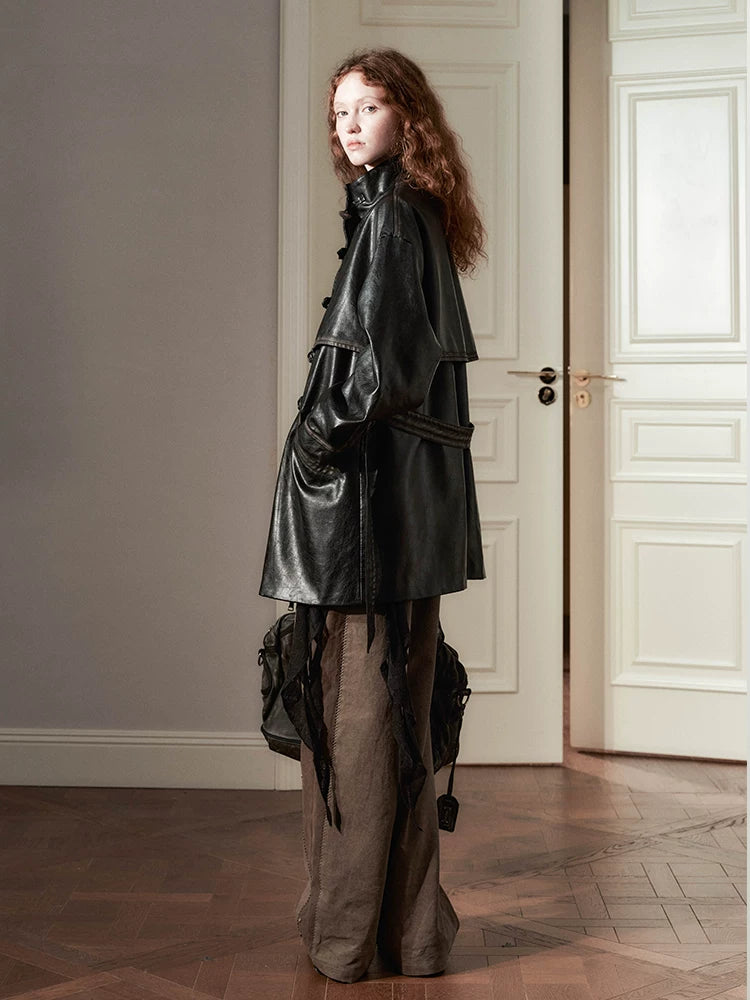 PU Leather Long Coat