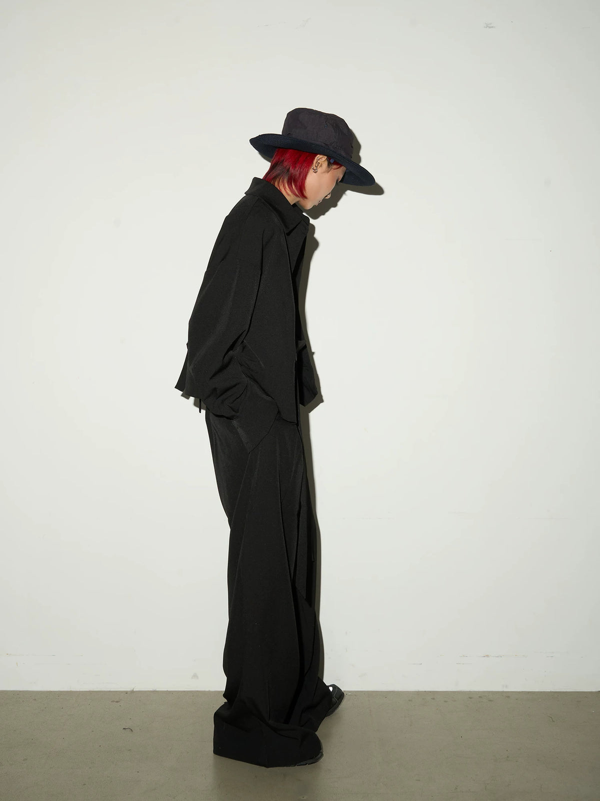 Button Front Long Sleeve Shirt & Pleats Wide Leg Trousers Setup