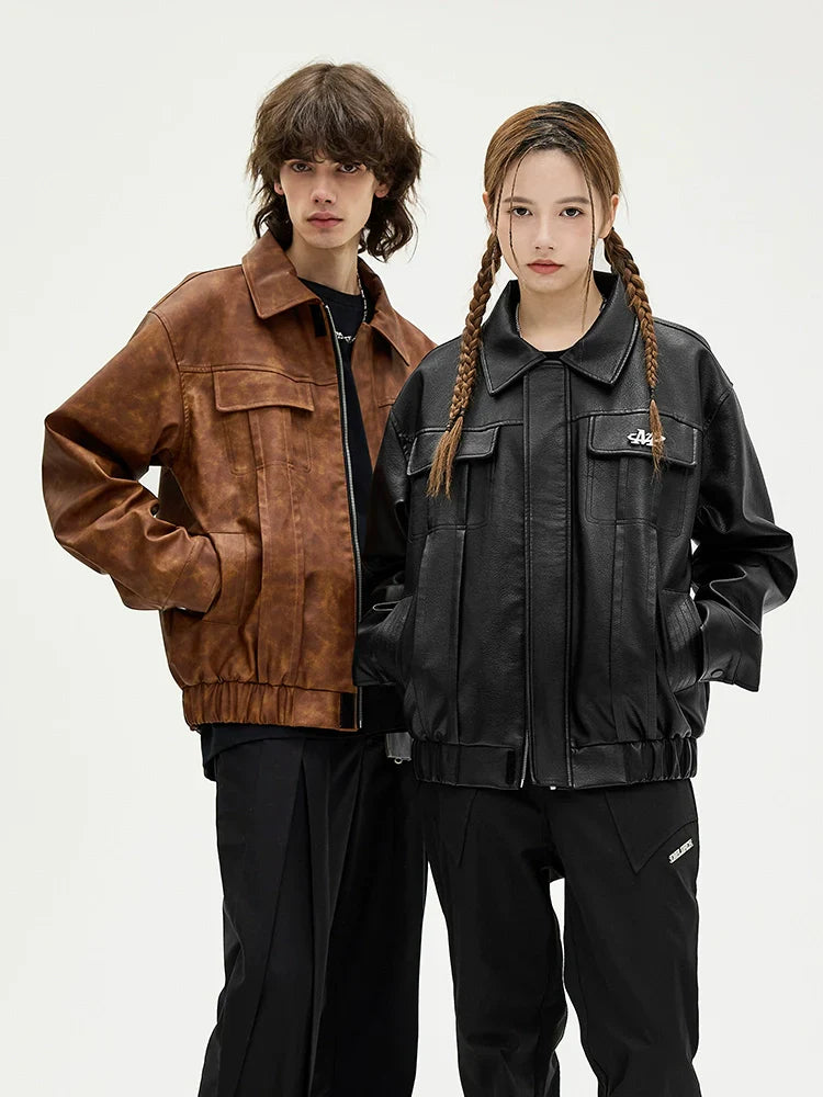Zipper PU Leather Jacket