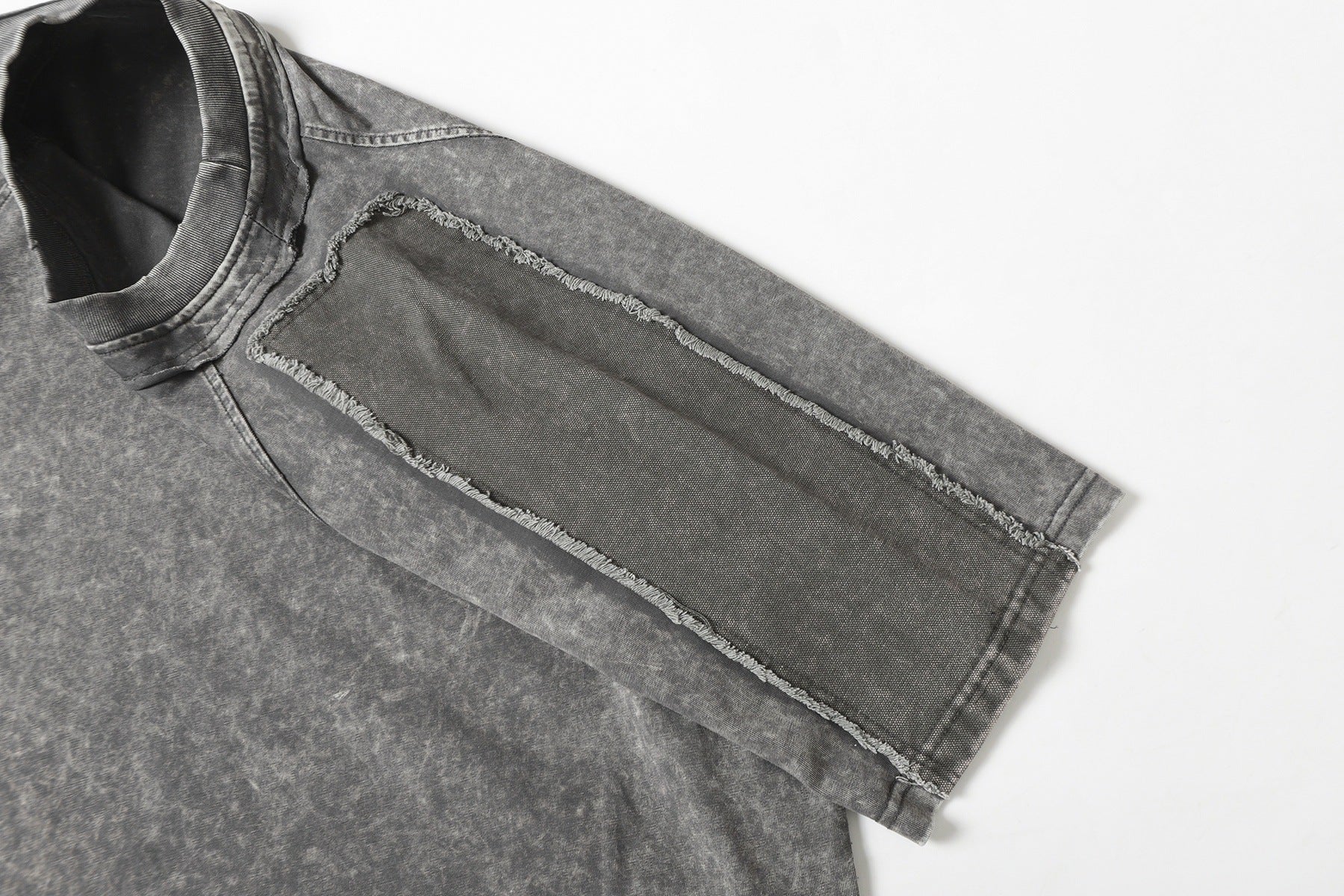 Washed Mock Neck Pocket Short Sleeve T-Shirt
