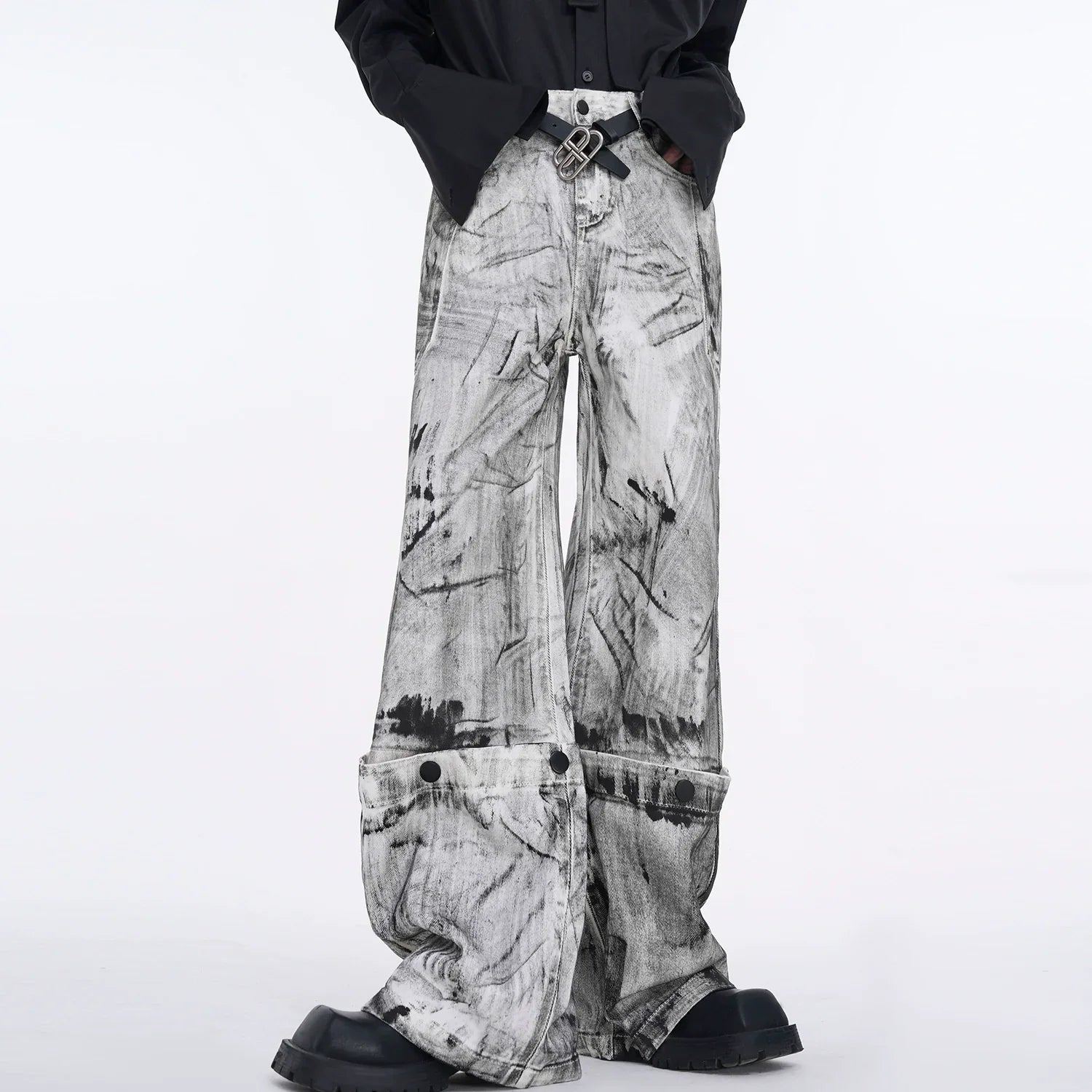 Detachable Sleeve Denim Jacket & Detachable Hem Wide-Leg Denim Jeans Setup