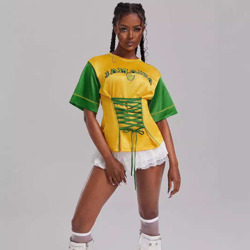 Maillot imprimé Jamica jaune Y2K