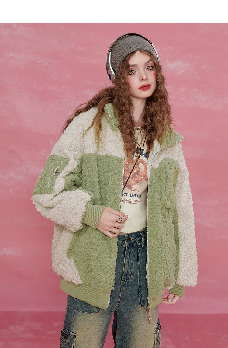 Colorblock High-Neck Puffer Jacket