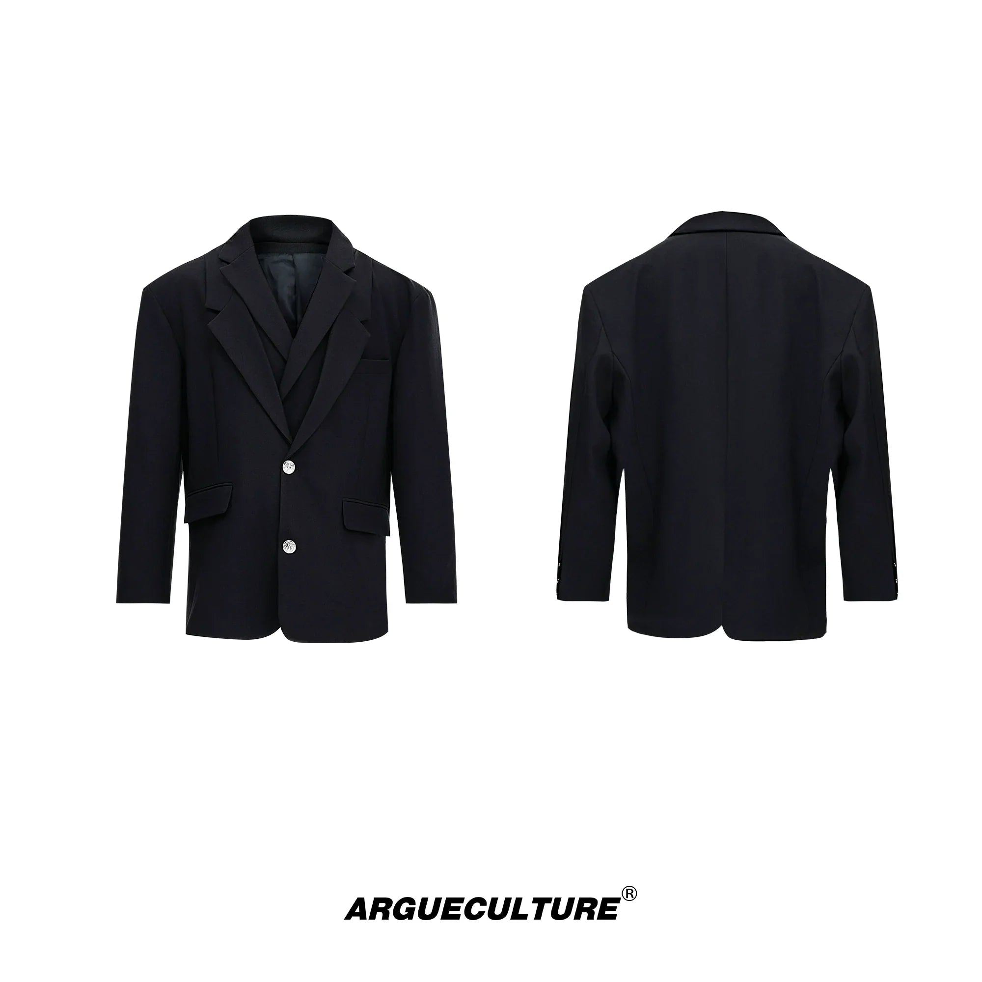 Double-layer Design Oversize Tailored Jacket & Wide Leg Pleats Trousers Setup