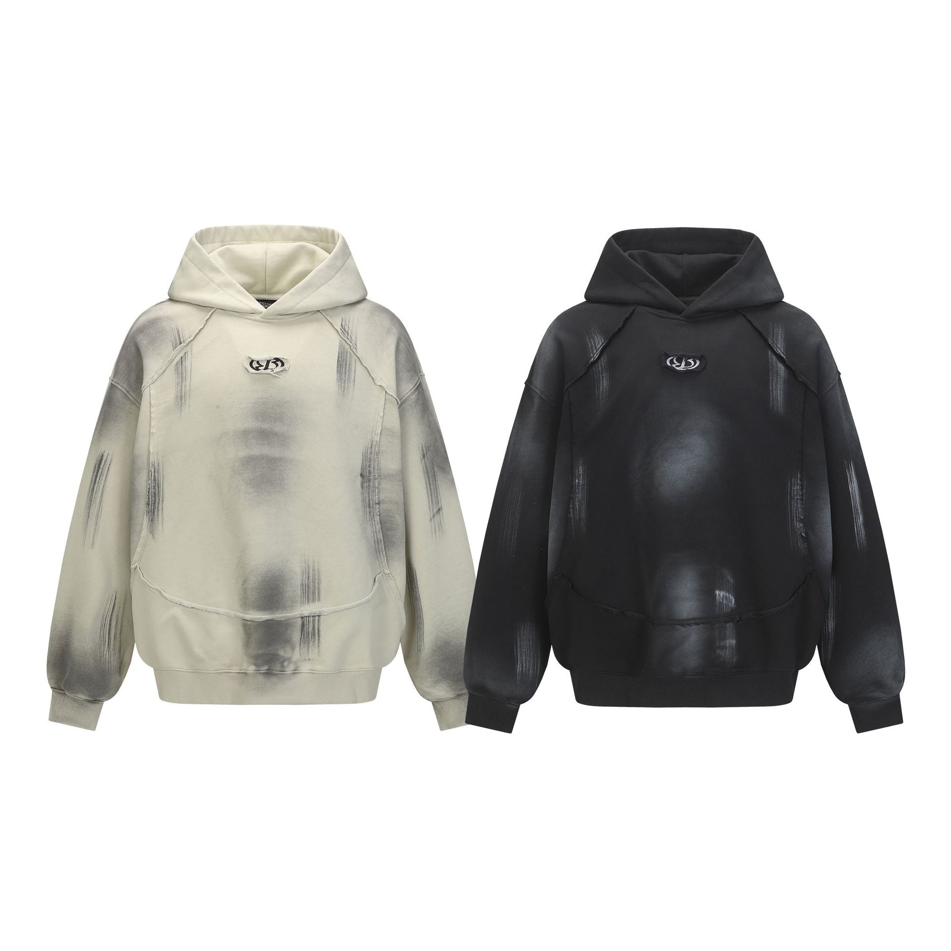 Spray Paint Wash Raw Edge Pullover Hoodie
