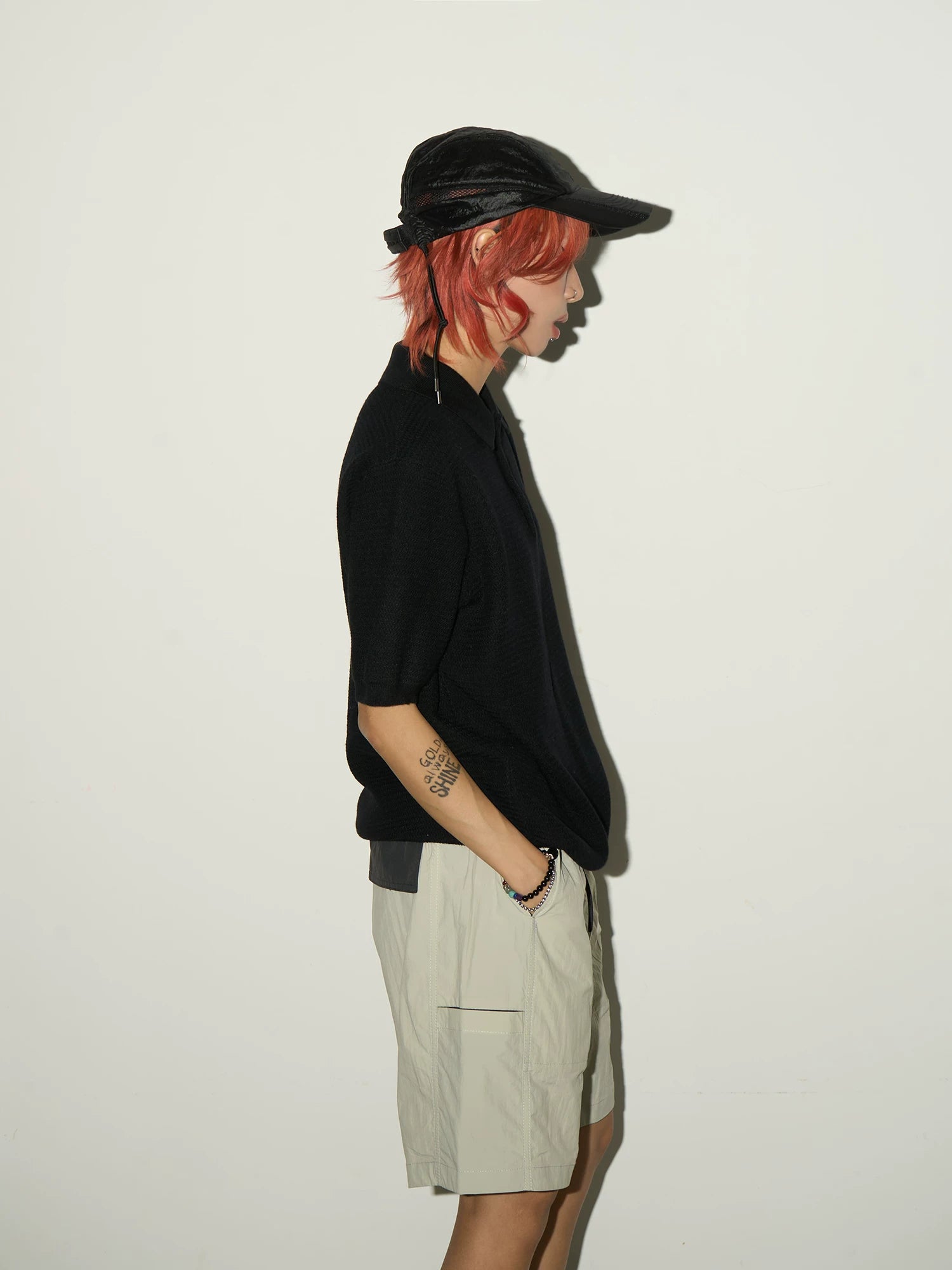 Blend Texture Polo Knit Polo Shirt