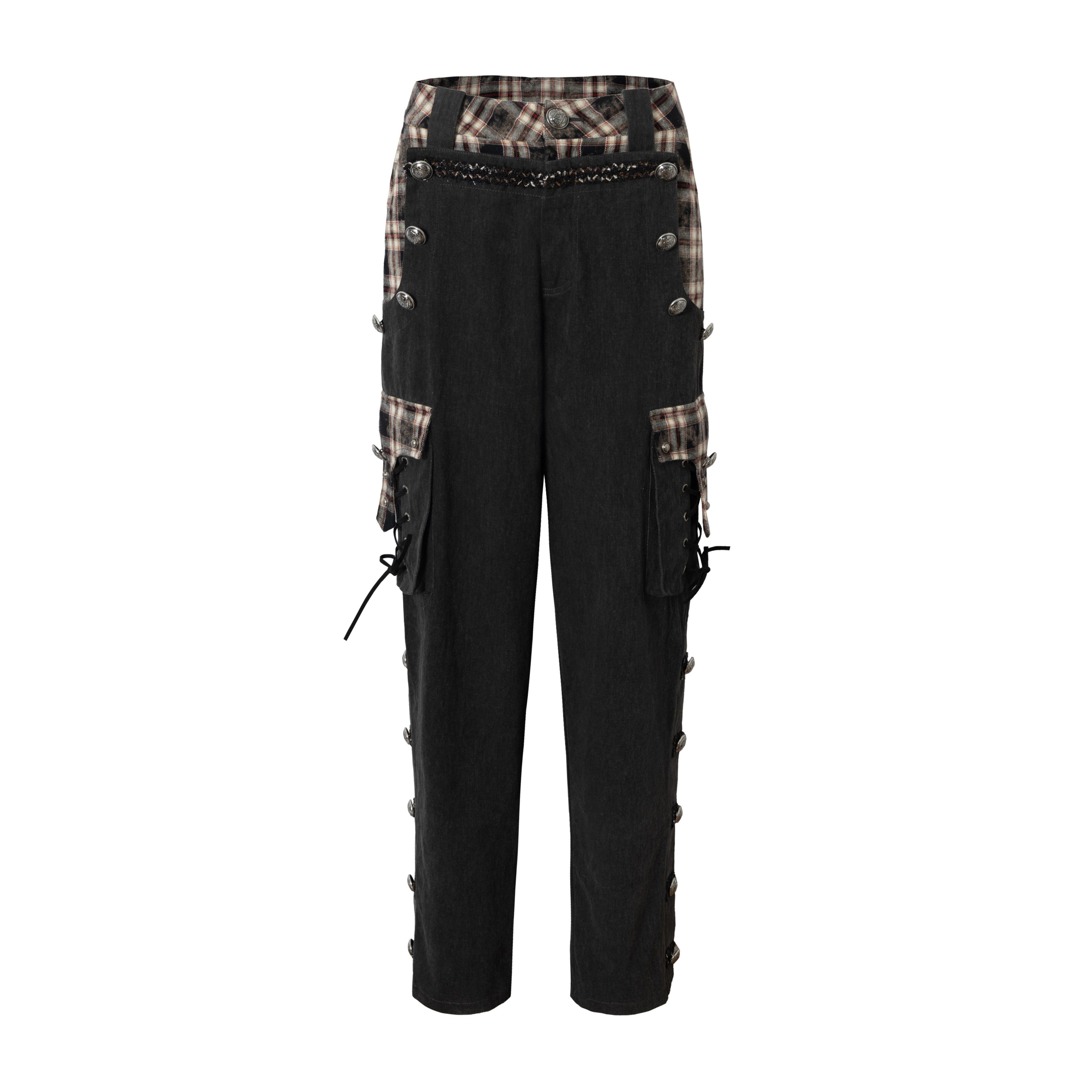 Panel Design Multi-Pocket Tapered Pants
