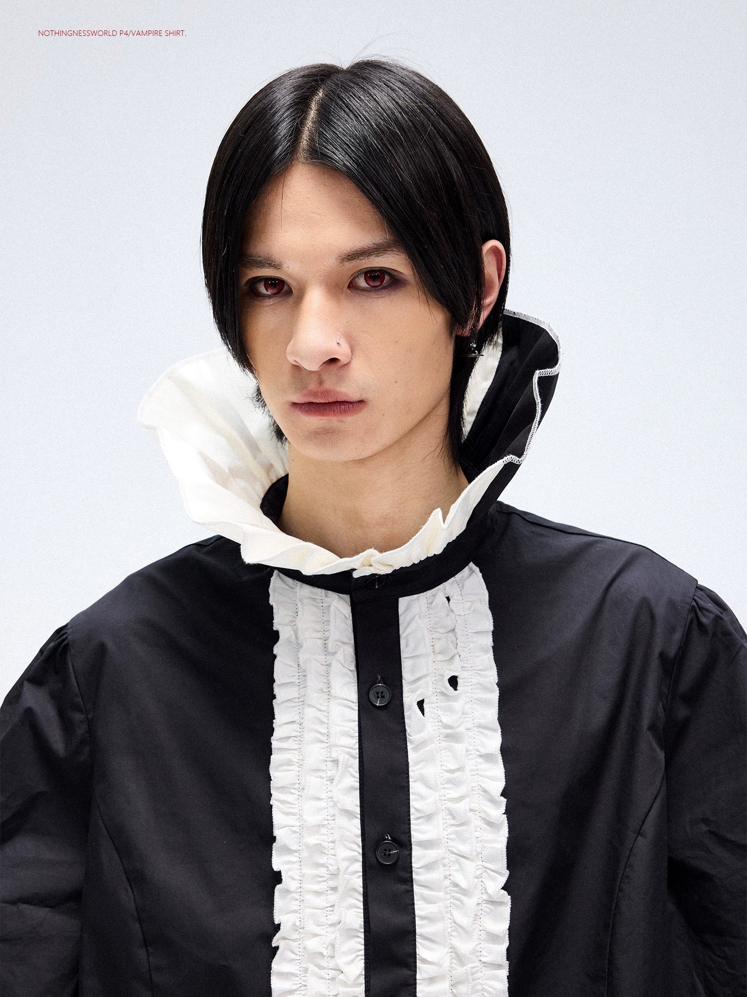 3D Cut Collar Oversize Long Sleeve Shirt