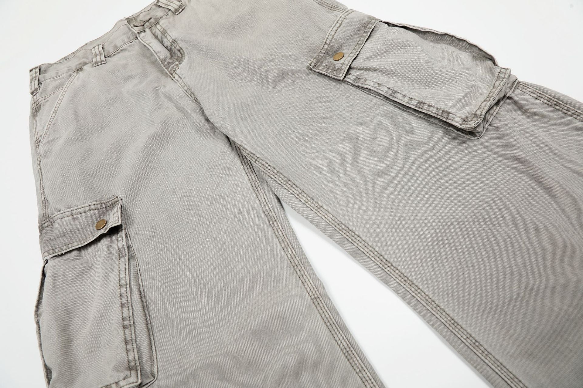 Washed Multi-Pocket Wide Leg Cargo Pants