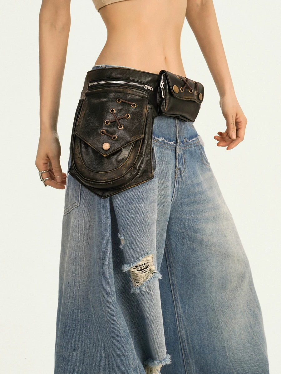 PU Leather Metal Buckle Design Waist Bag