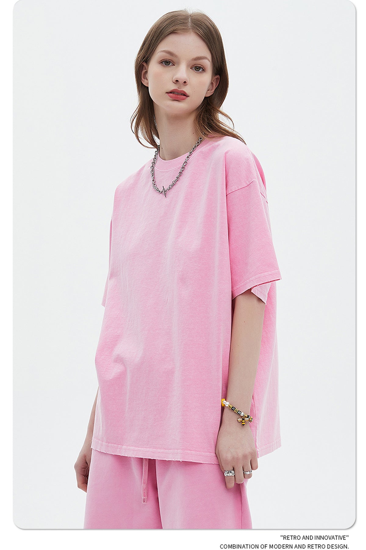 Washed Dyed Oversize Damage Short-sleeve T-shirt & Short Sweatpants Setup