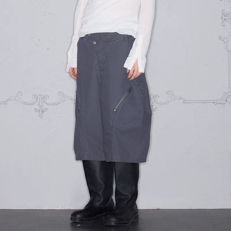 Asymmetrical Functional Deconstructed Curved Hem Cargo Short
