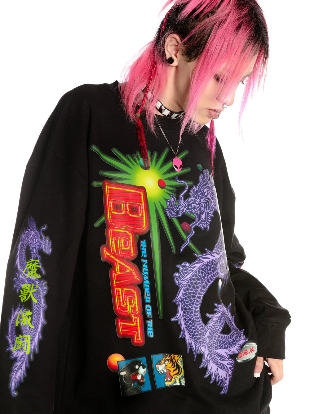 Dragon Art Print Long Sleeve Sweatshirt