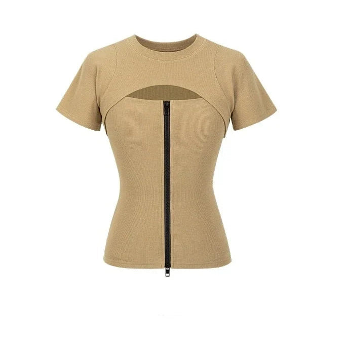 Zipper Tube Top & Short Sleeve T-Shirt