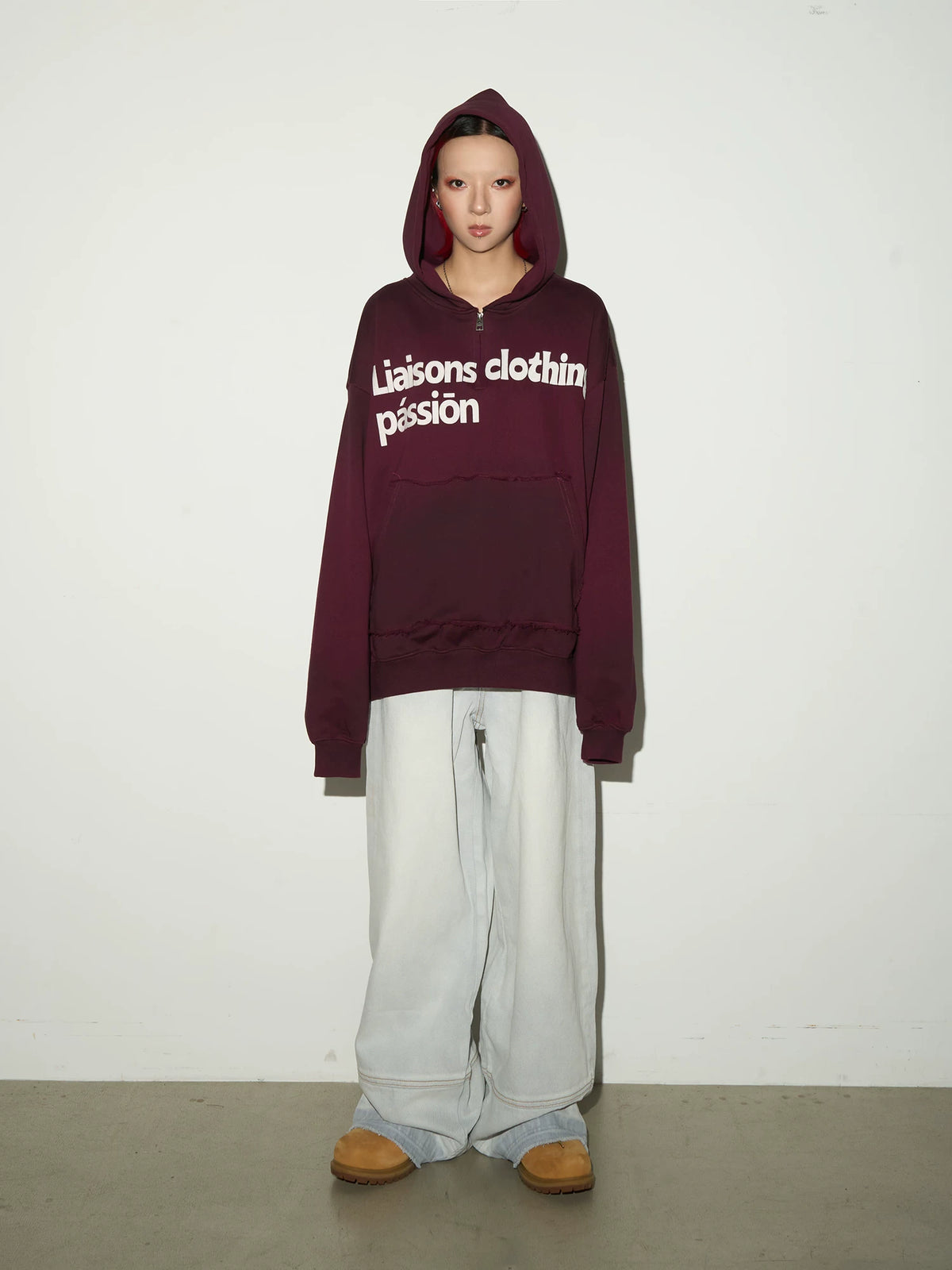 Irregular Dye Letter Print Oversize Hoodie