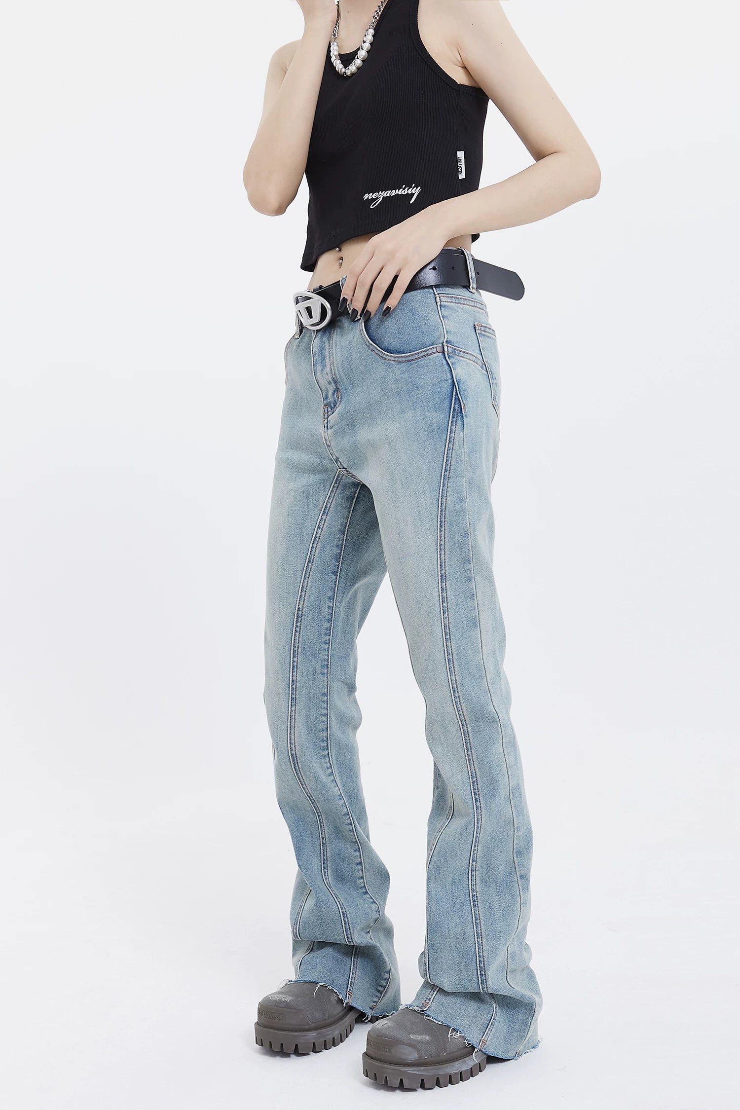 Fade Seam Flare Denim Jeans