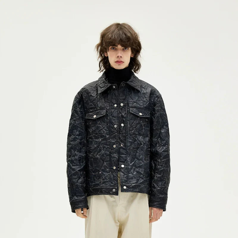 Wrinkle PU Leather Jacket