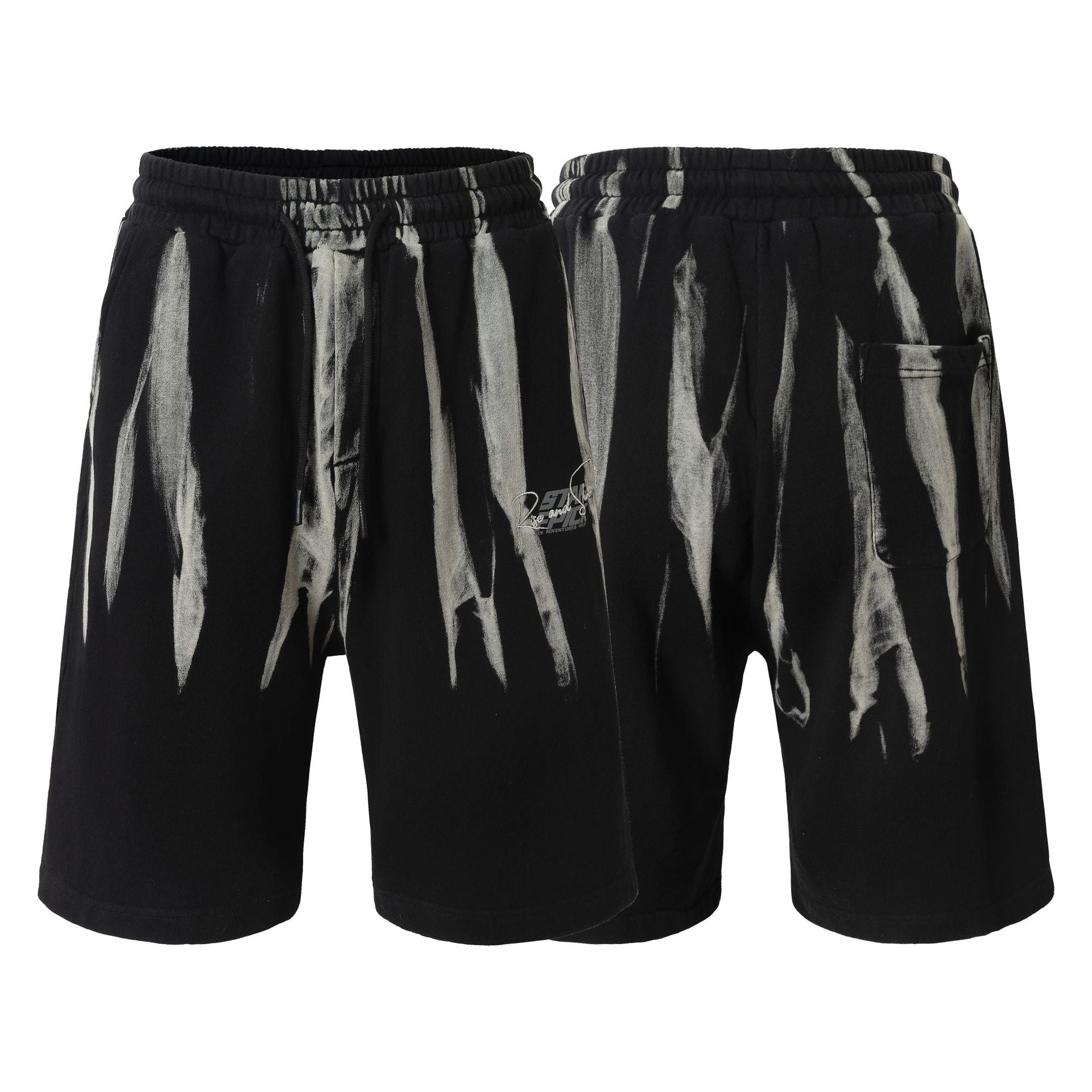 Drawstring Wash Tie-Dye Damage Half Sweatpants
