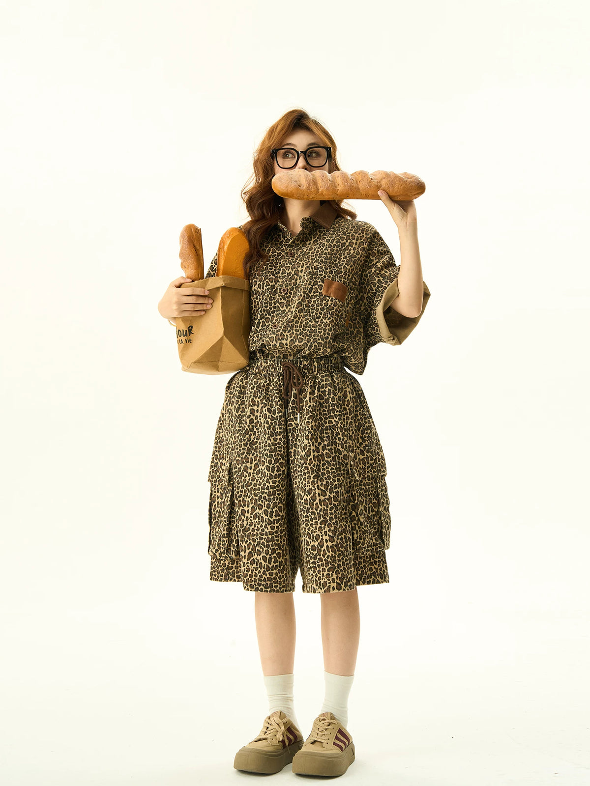 Leopard Print Oversize Short Sleeve Shirt