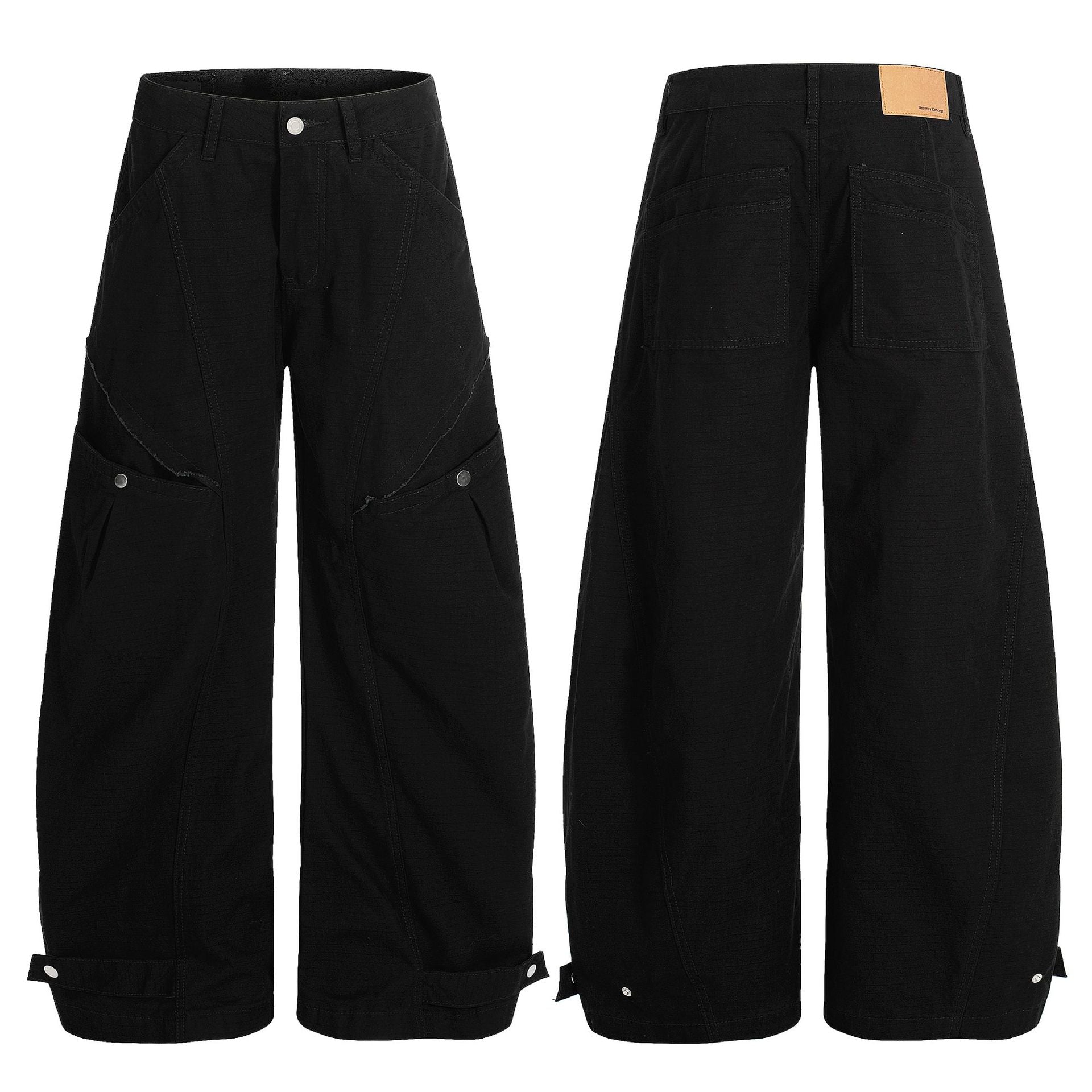 Curved Panel Wide Leg Pants