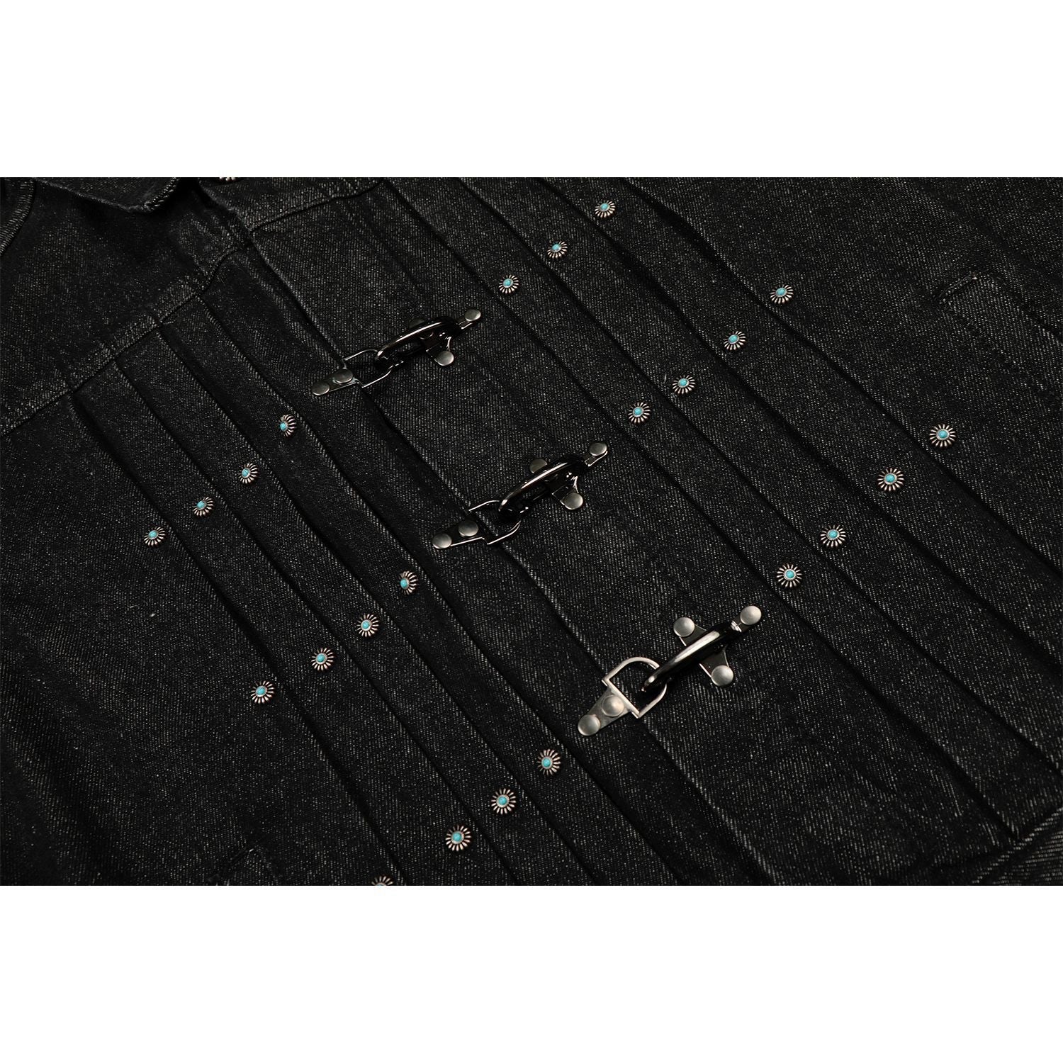 Raw Denim Pleats Metal Buckle Jacket