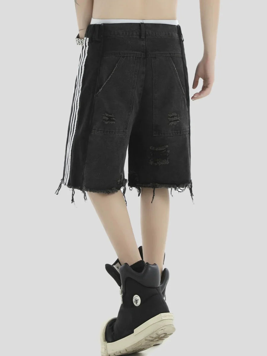 Raw-edge Denim Short Pants