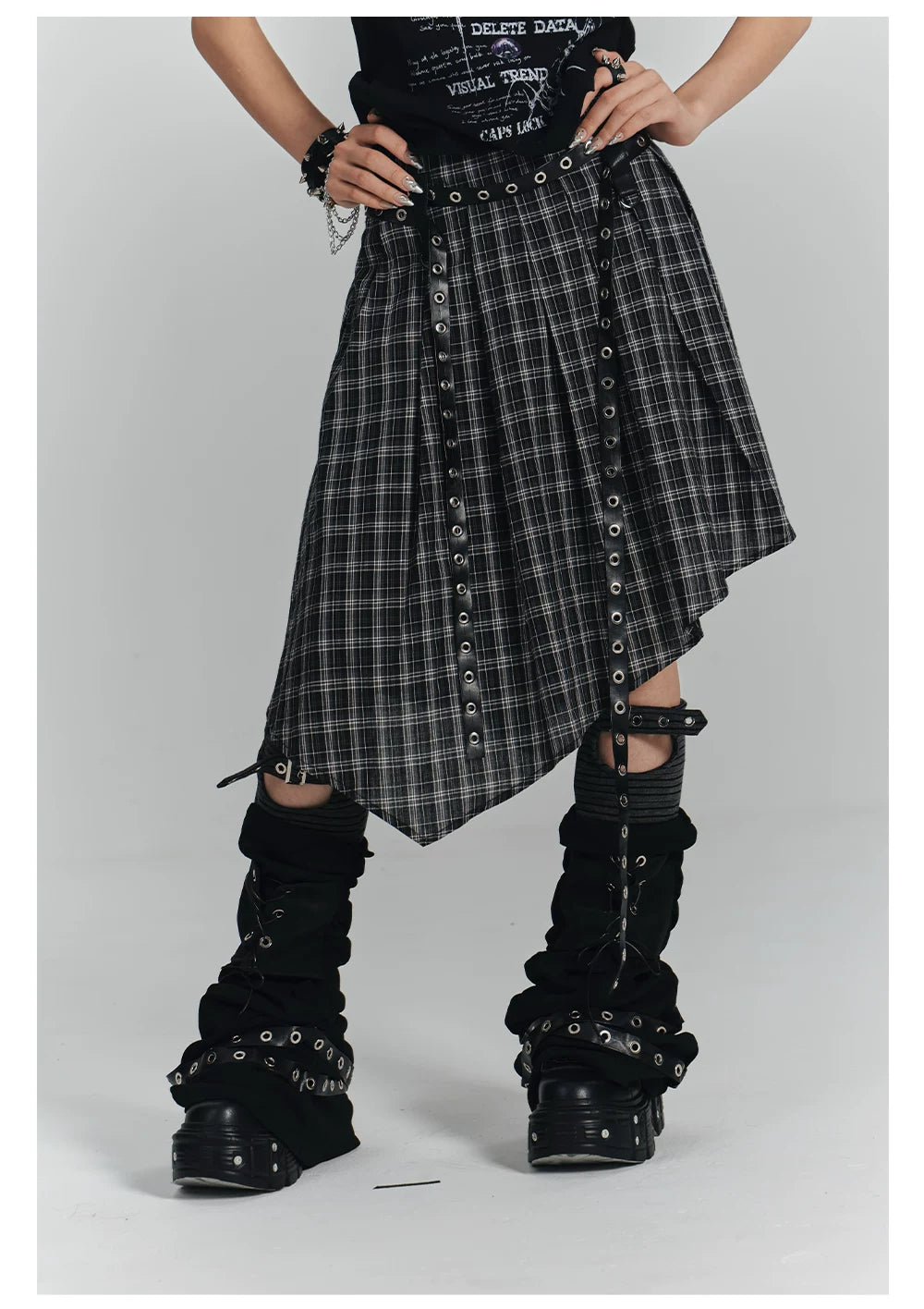 Irregular Plaid A-Line Skirt