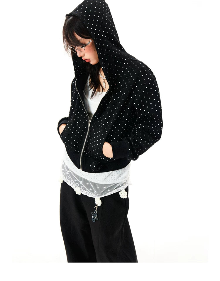 Polka Dot Zipper Hoodie
