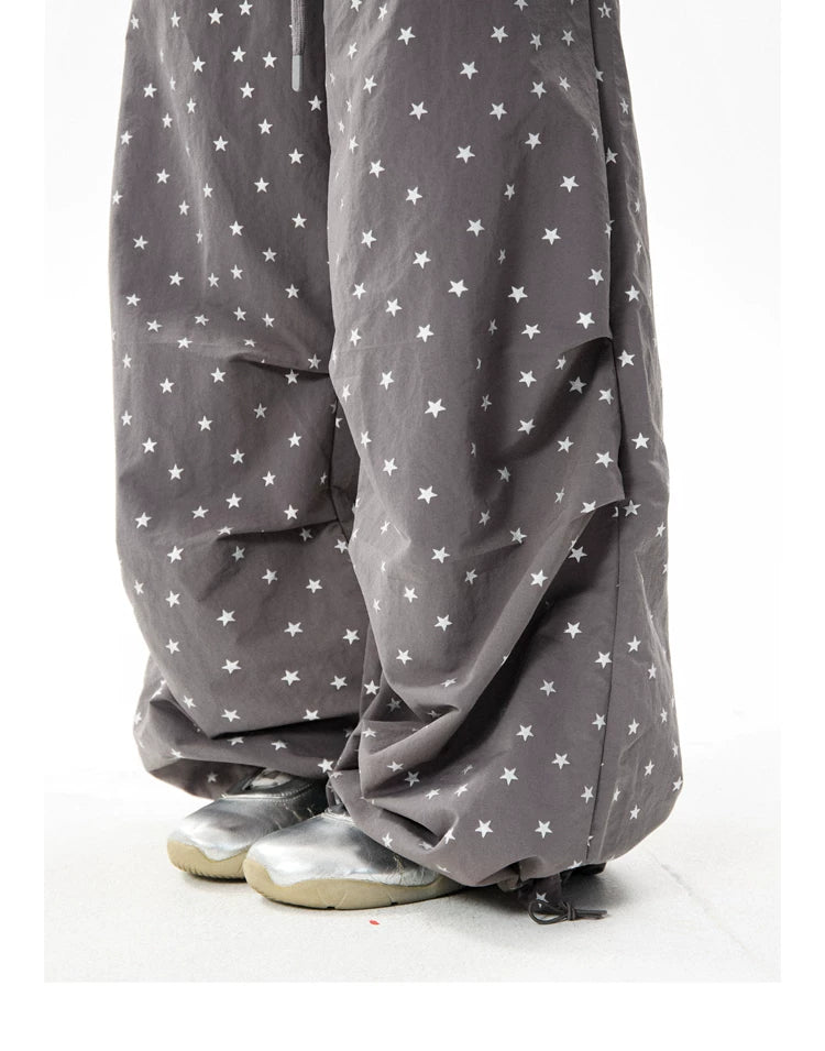 Allover Star Print Wide-Leg Pants