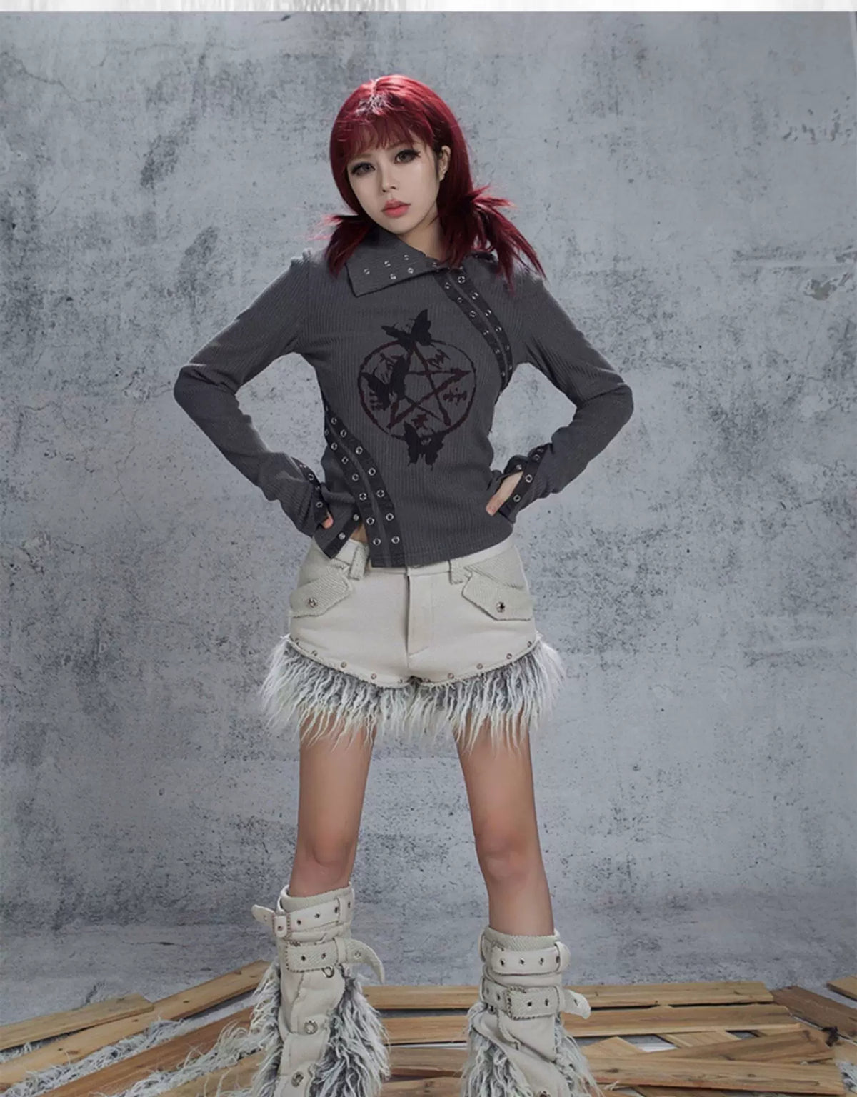 Patchwork Heavy-Duty Punk Short Pants & Leg Cover